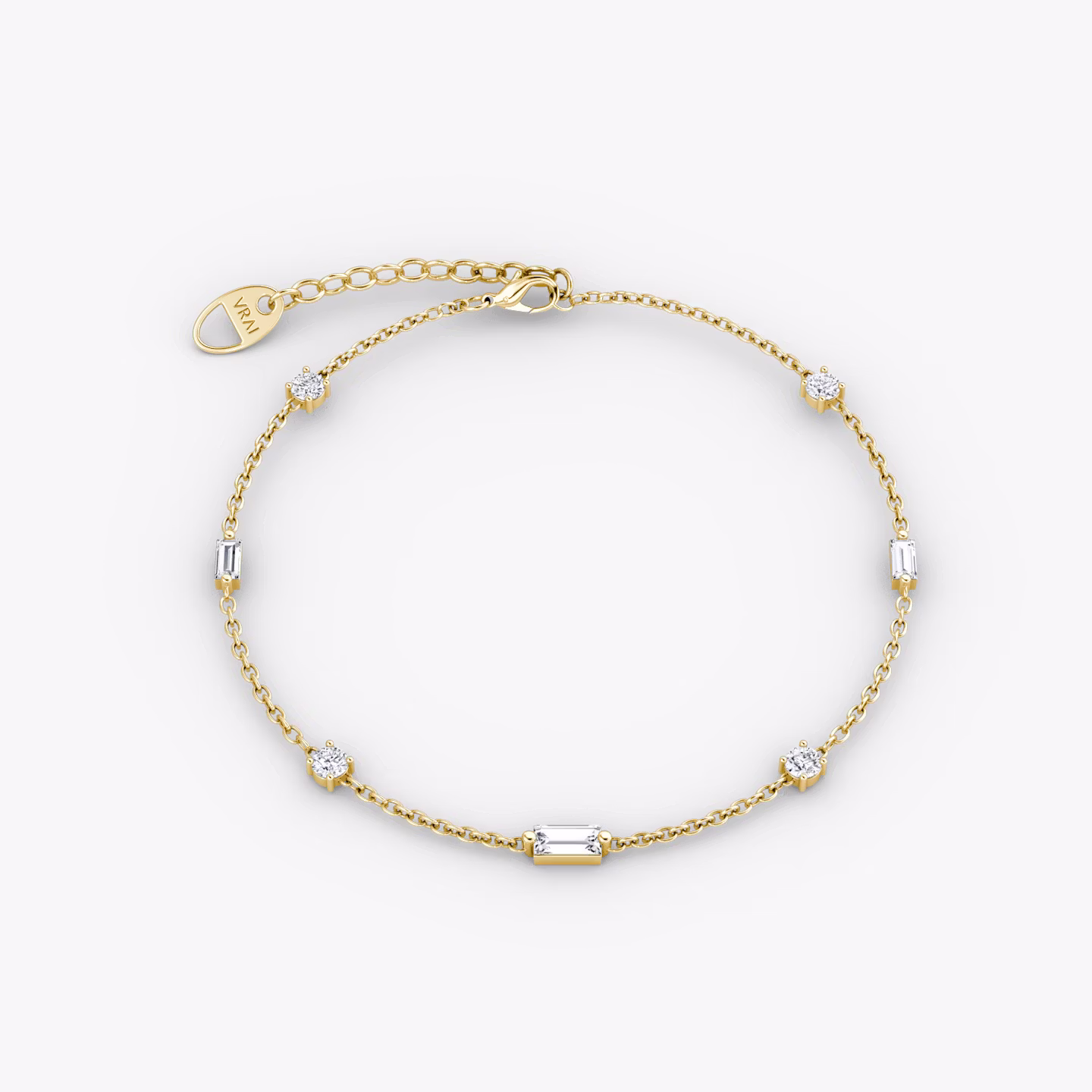 Mixed Shape Station Bracelet | 14k | Yellow Gold | chainLength: 7"