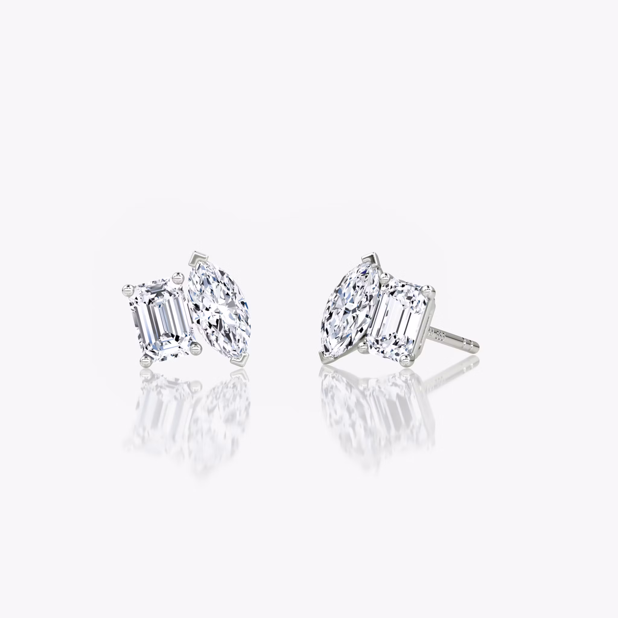 Toi et Moi Echo Stud Emerald and Marquise | White Gold