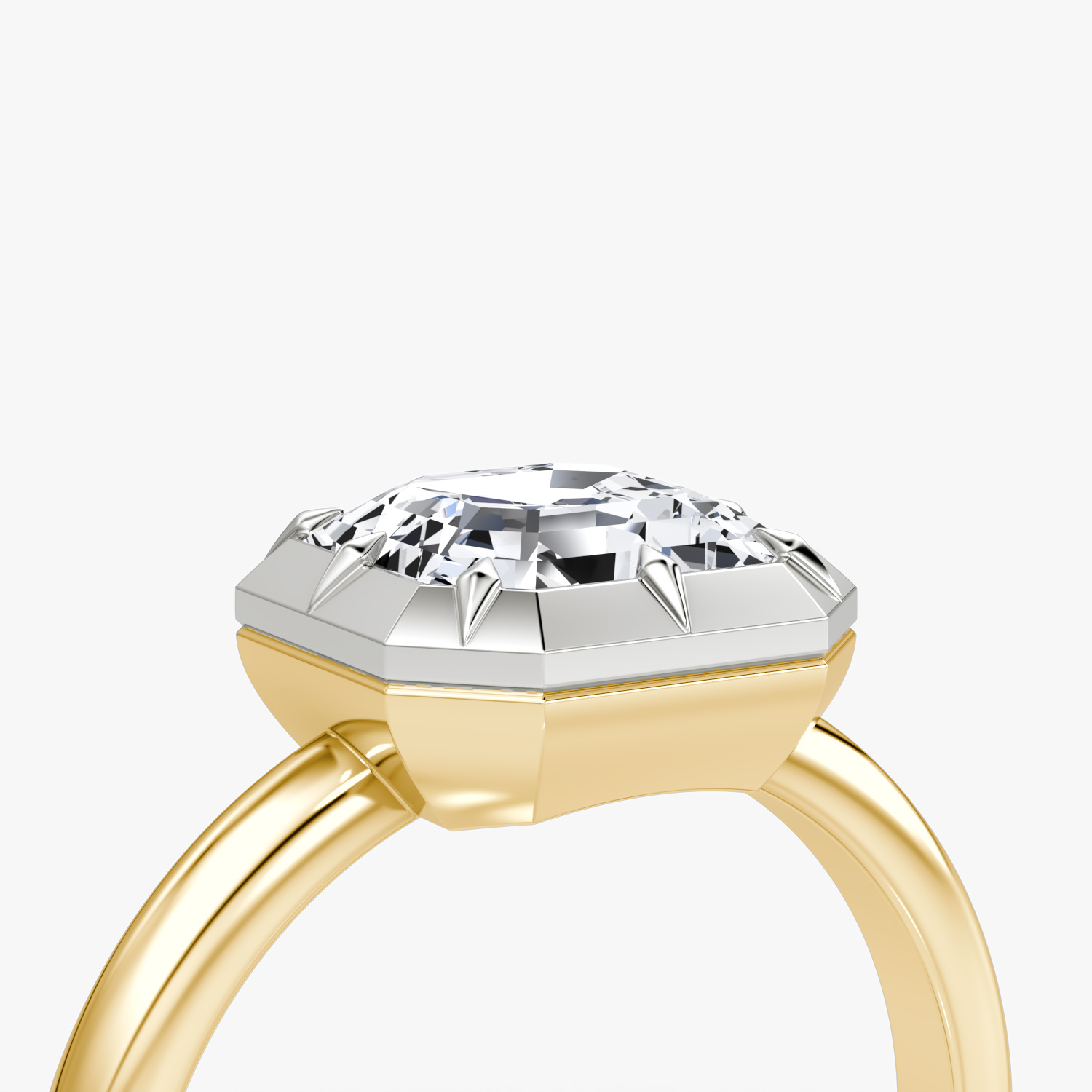 El Georgiano | Asscher | 18k | Oro amarillo y platino | bandAccent: Simple | diamondOrientation: vertical | caratWeight: other