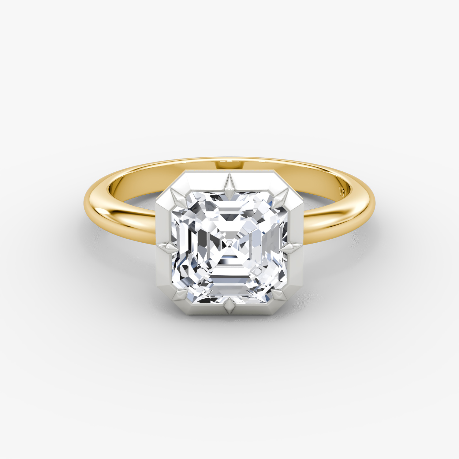 El Georgiano | Asscher | 18k | Oro amarillo y platino | bandAccent: Simple | diamondOrientation: vertical | caratWeight: other