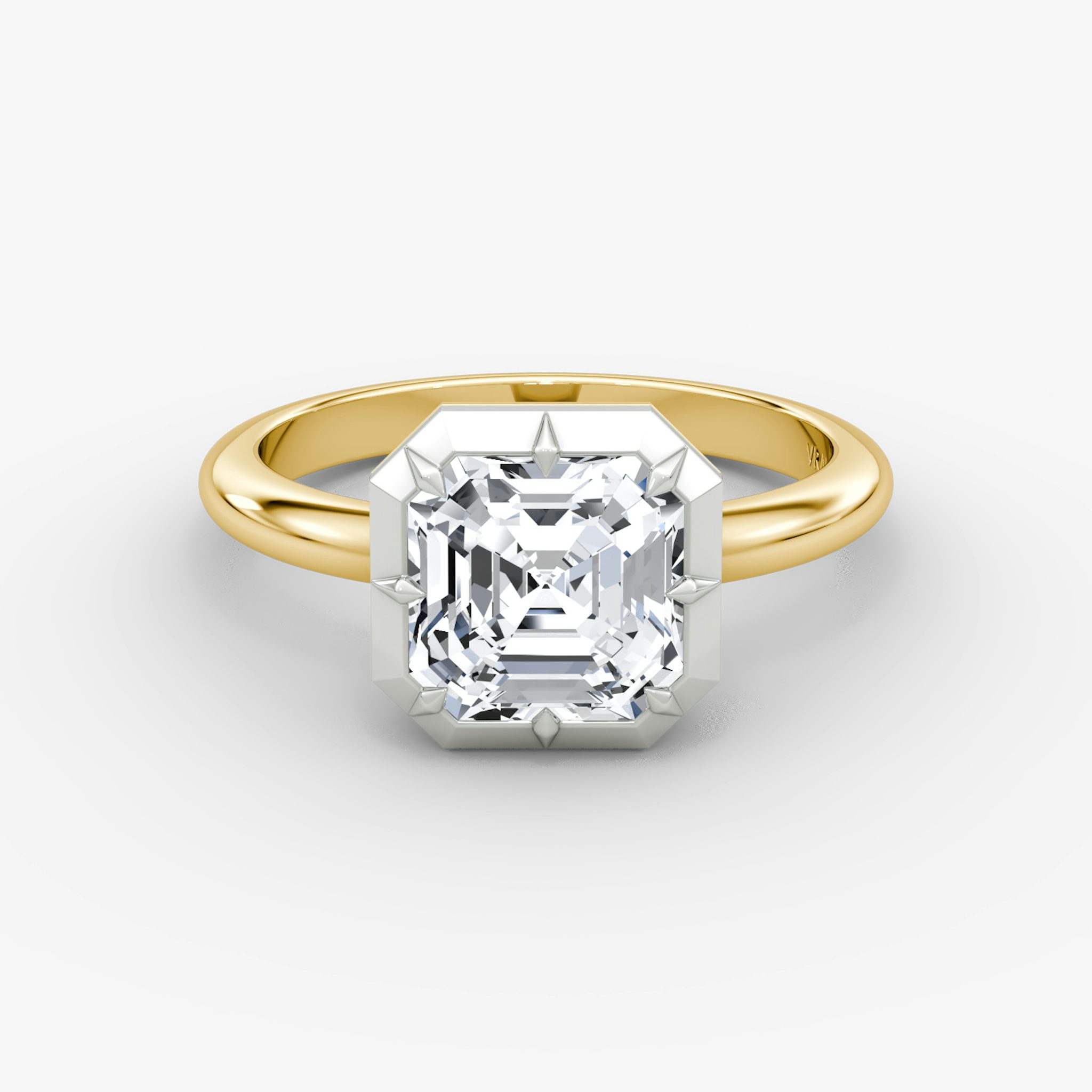 The Georgian | Asscher | 18k | Yellow Gold and Platinum | bandAccent: Plain | diamondOrientation: vertical | caratWeight: other