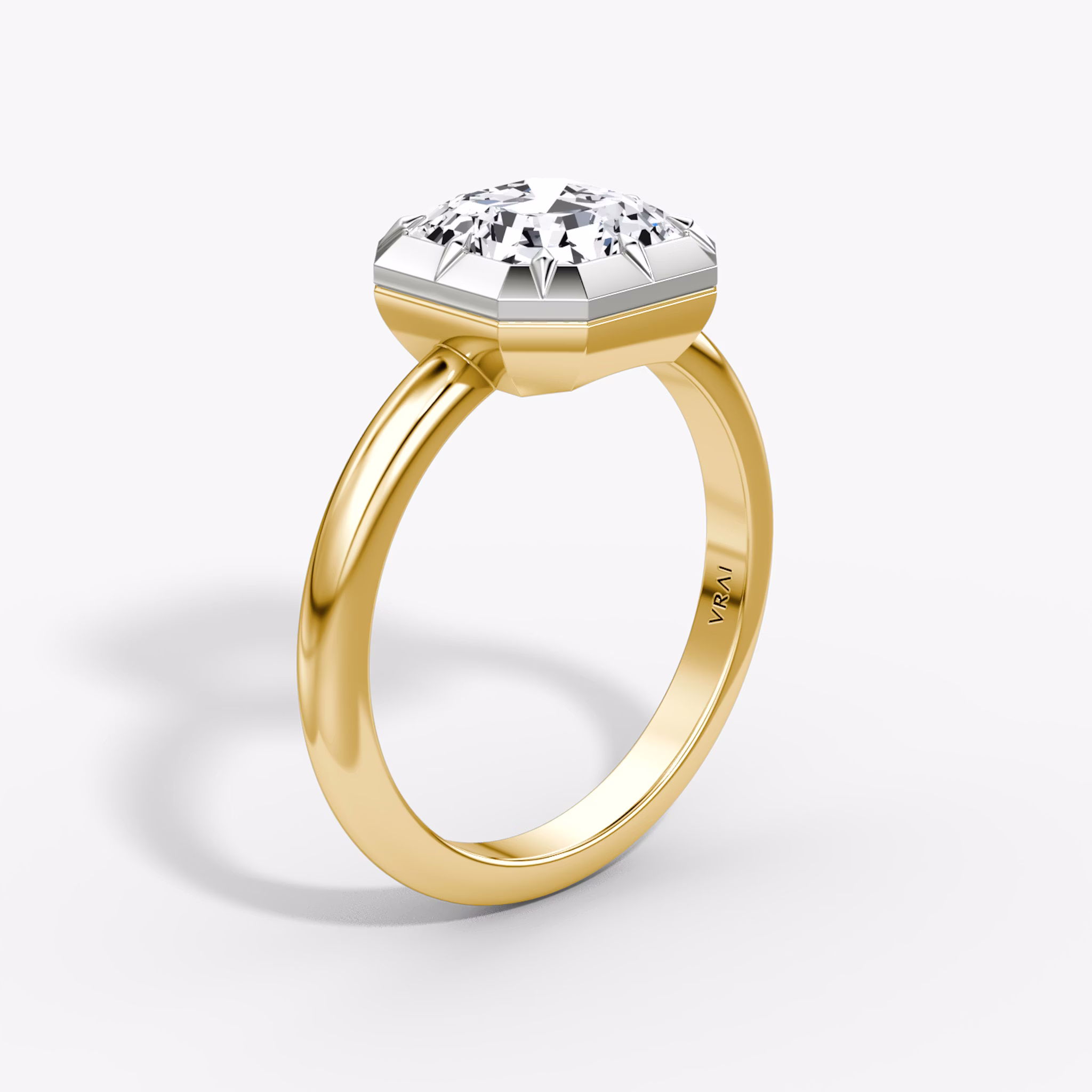 The Georgian | Asscher | 18k | Yellow Gold and Platinum | bandAccent: Plain | diamondOrientation: vertical | caratWeight: other