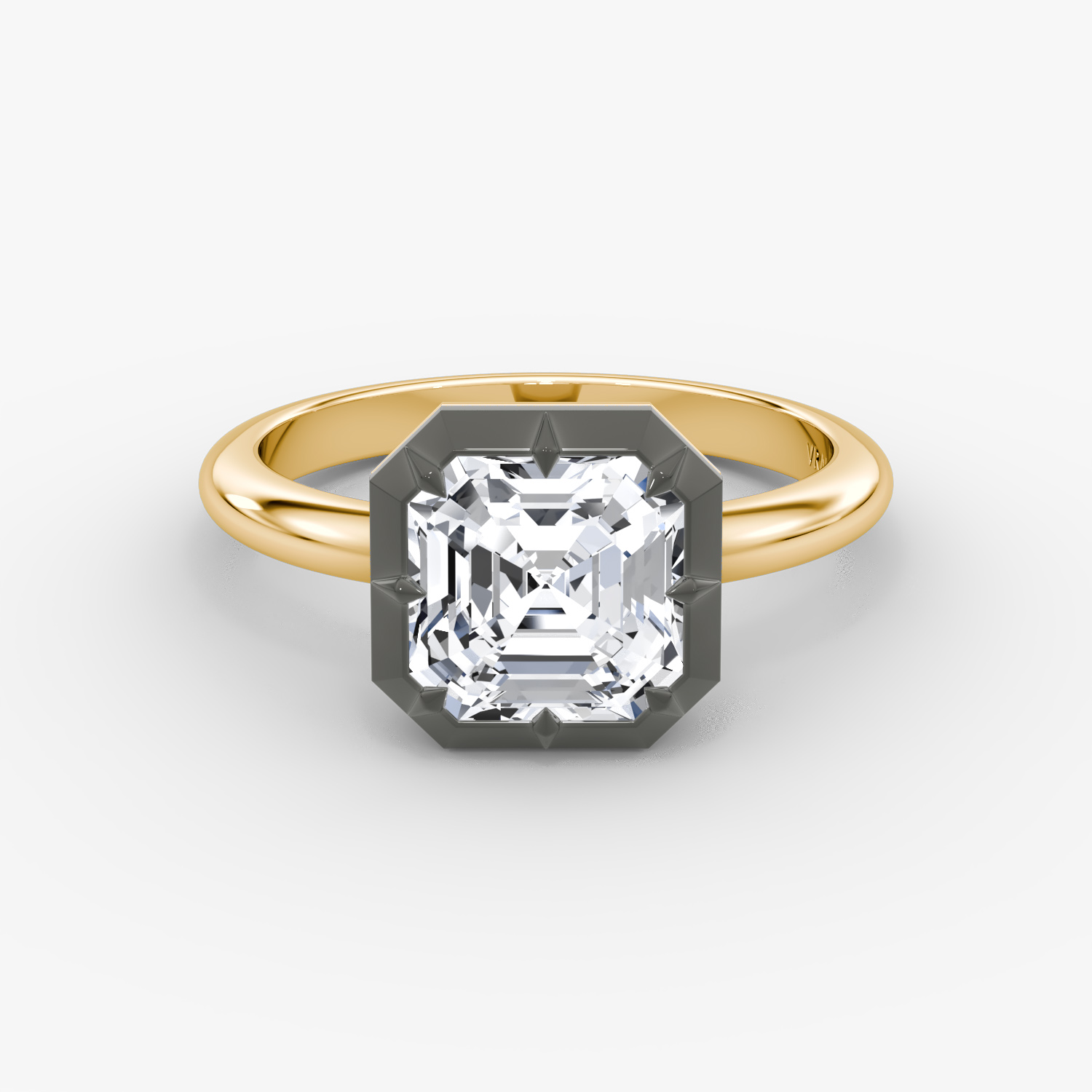 El Georgiano | Asscher | 18k | Oro amarillo y rodio negro | bandAccent: Simple | diamondOrientation: vertical | caratWeight: other