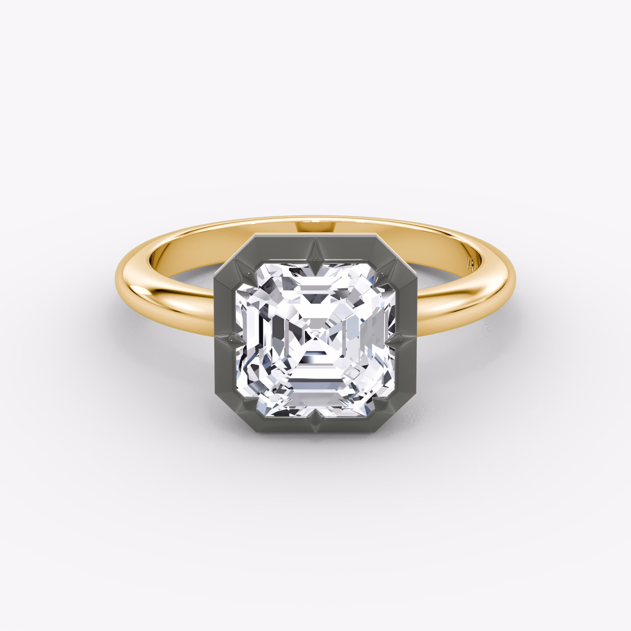 The Georgian | Asscher | 18k | Yellow Gold and Black Rhodium | bandAccent: Plain | diamondOrientation: vertical | caratWeight: other