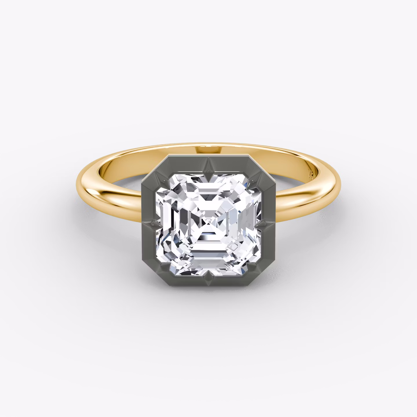 El Georgiano | Asscher | 18k | Oro amarillo y rodio negro | bandAccent: Simple | diamondOrientation: vertical | caratWeight: other