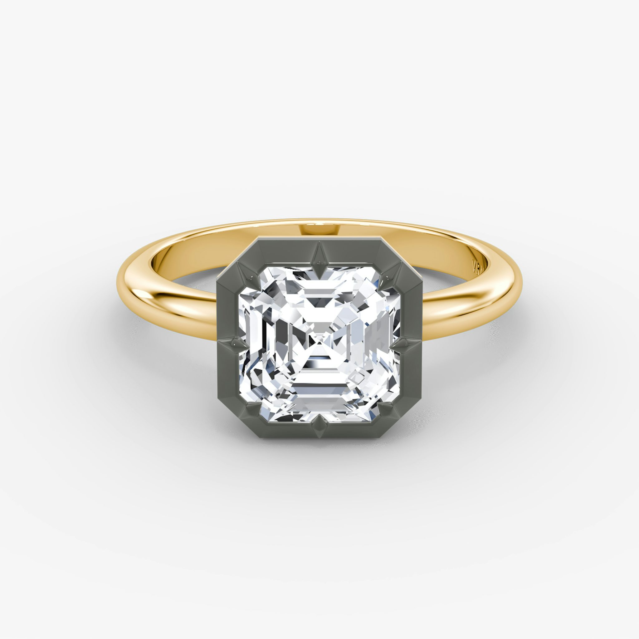 The Georgian | Asscher | 18k | Yellow Gold and Black Rhodium | bandAccent: Plain | diamondOrientation: vertical | caratWeight: other