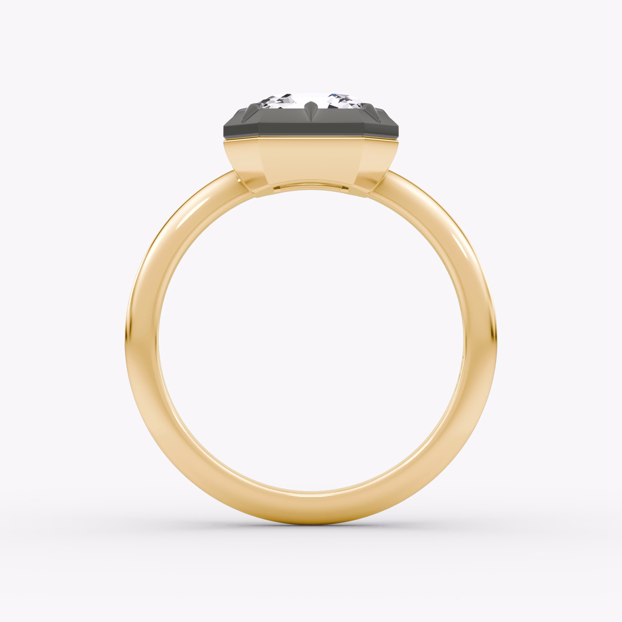 The Georgian | Asscher | 18k | Yellow Gold and Black Rhodium | bandAccent: Plain | diamondOrientation: vertical | caratWeight: other