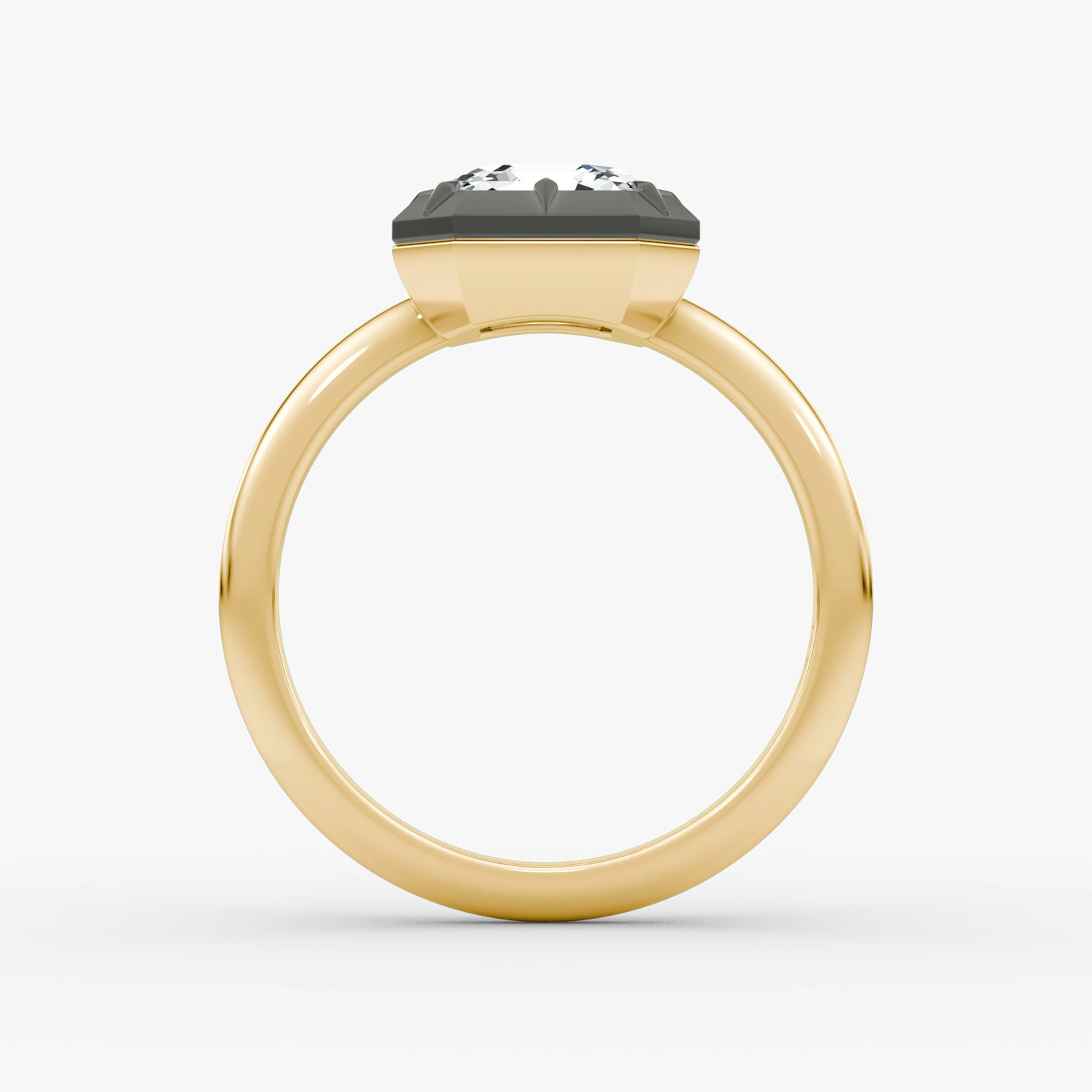 The Georgian | Asscher | 18k | Yellow Gold and Black Rhodium | bandAccent: Plain | diamondOrientation: vertical | caratWeight: other