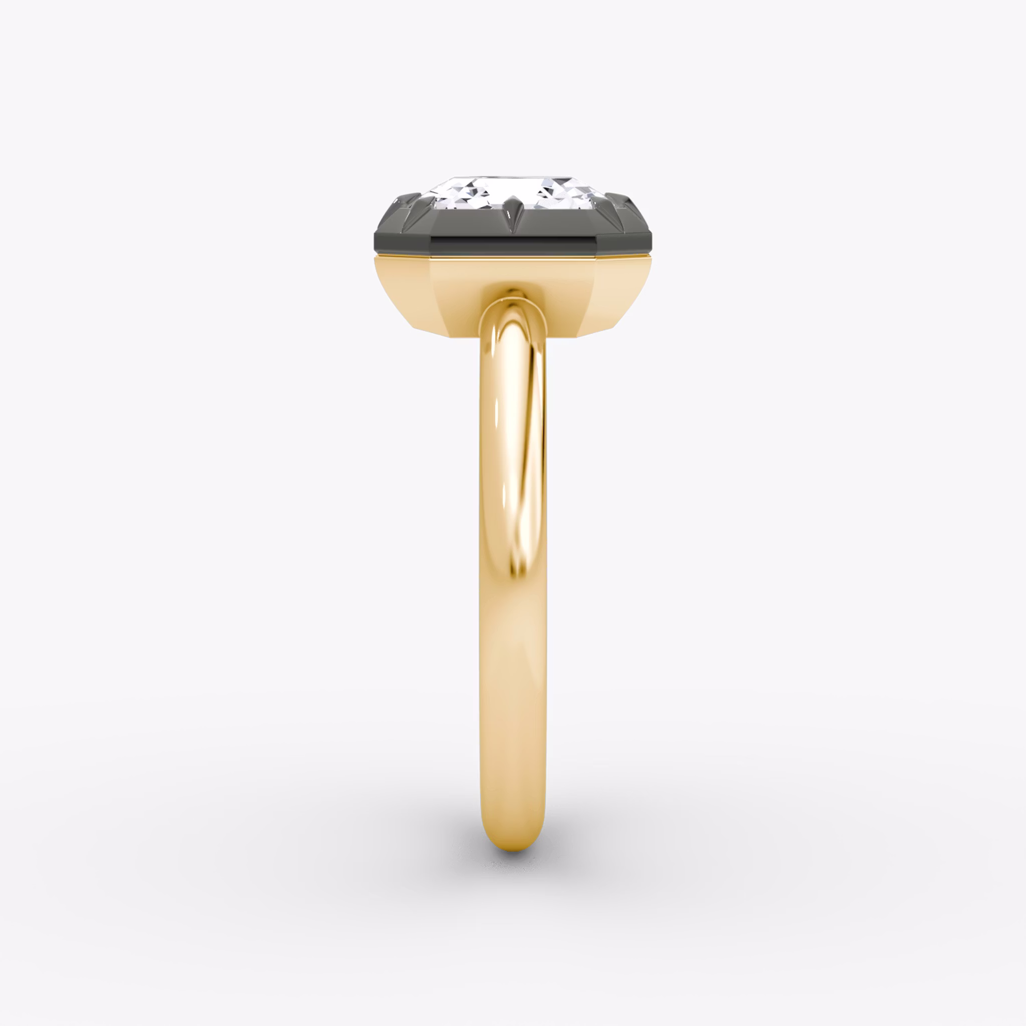 The Georgian | Asscher | 18k | Yellow Gold and Black Rhodium | bandAccent: Plain | diamondOrientation: vertical | caratWeight: other