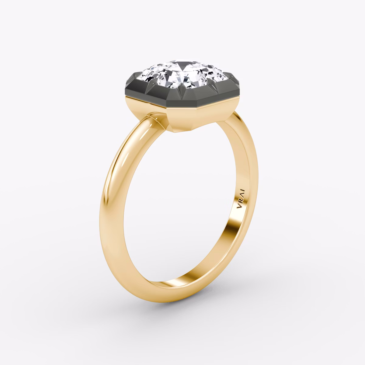 El Georgiano | Asscher | 18k | Oro amarillo y rodio negro | bandAccent: Simple | diamondOrientation: vertical | caratWeight: other