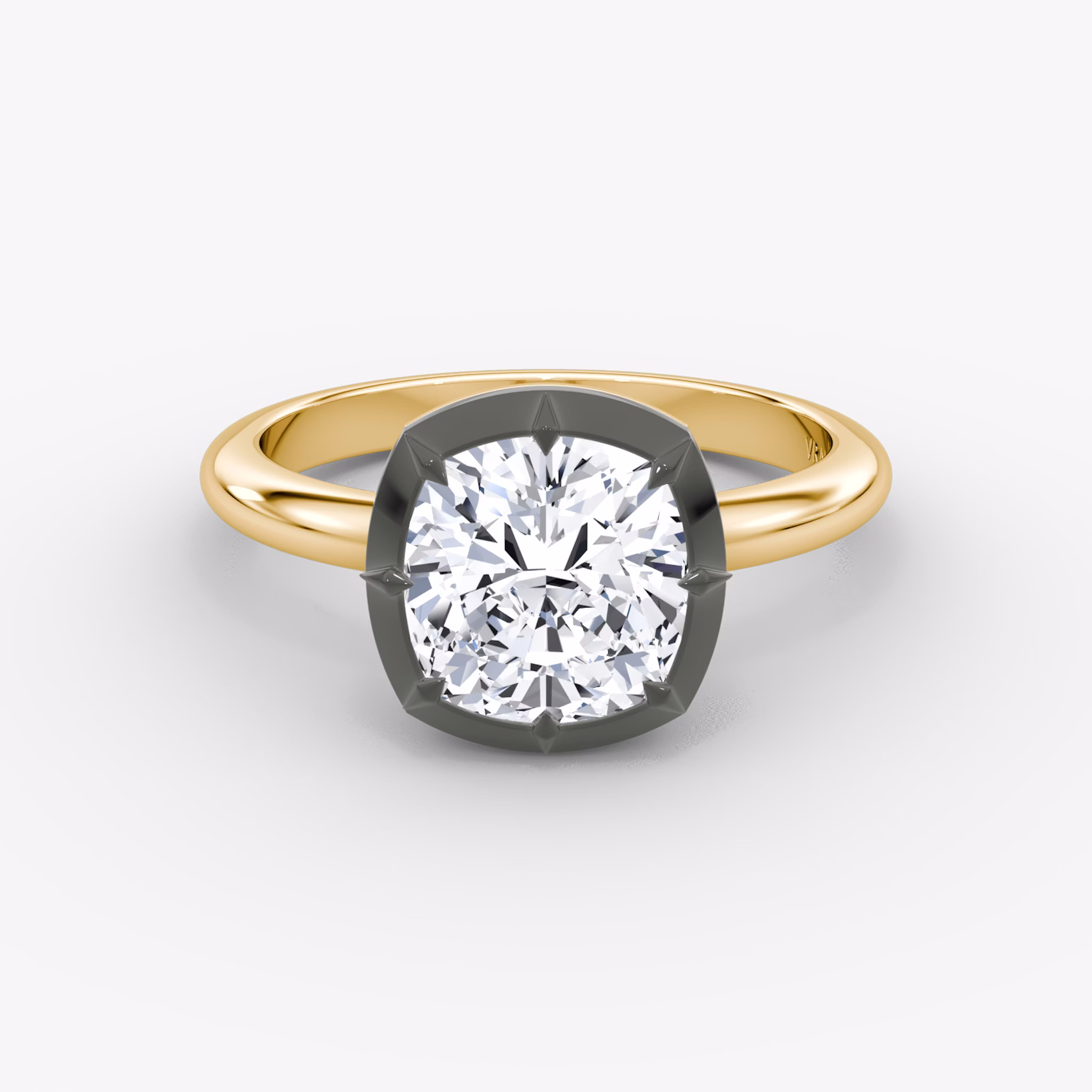 The Georgian | Cushion | 18k | Yellow Gold and Black Rhodium | bandAccent: Plain | diamondOrientation: vertical | caratWeight: other