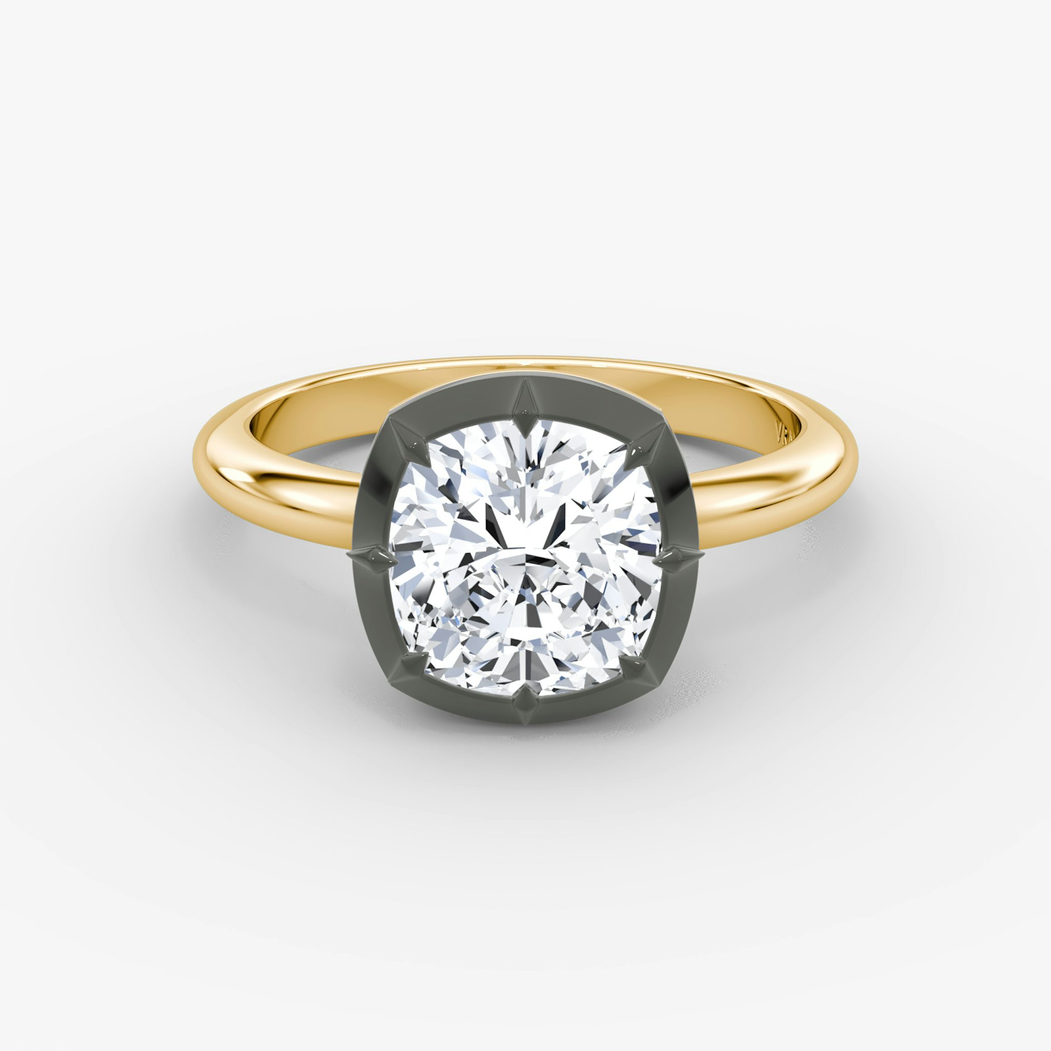 The Georgian | Cushion | 18k | Yellow Gold and Black Rhodium | bandAccent: Plain | diamondOrientation: vertical | caratWeight: other