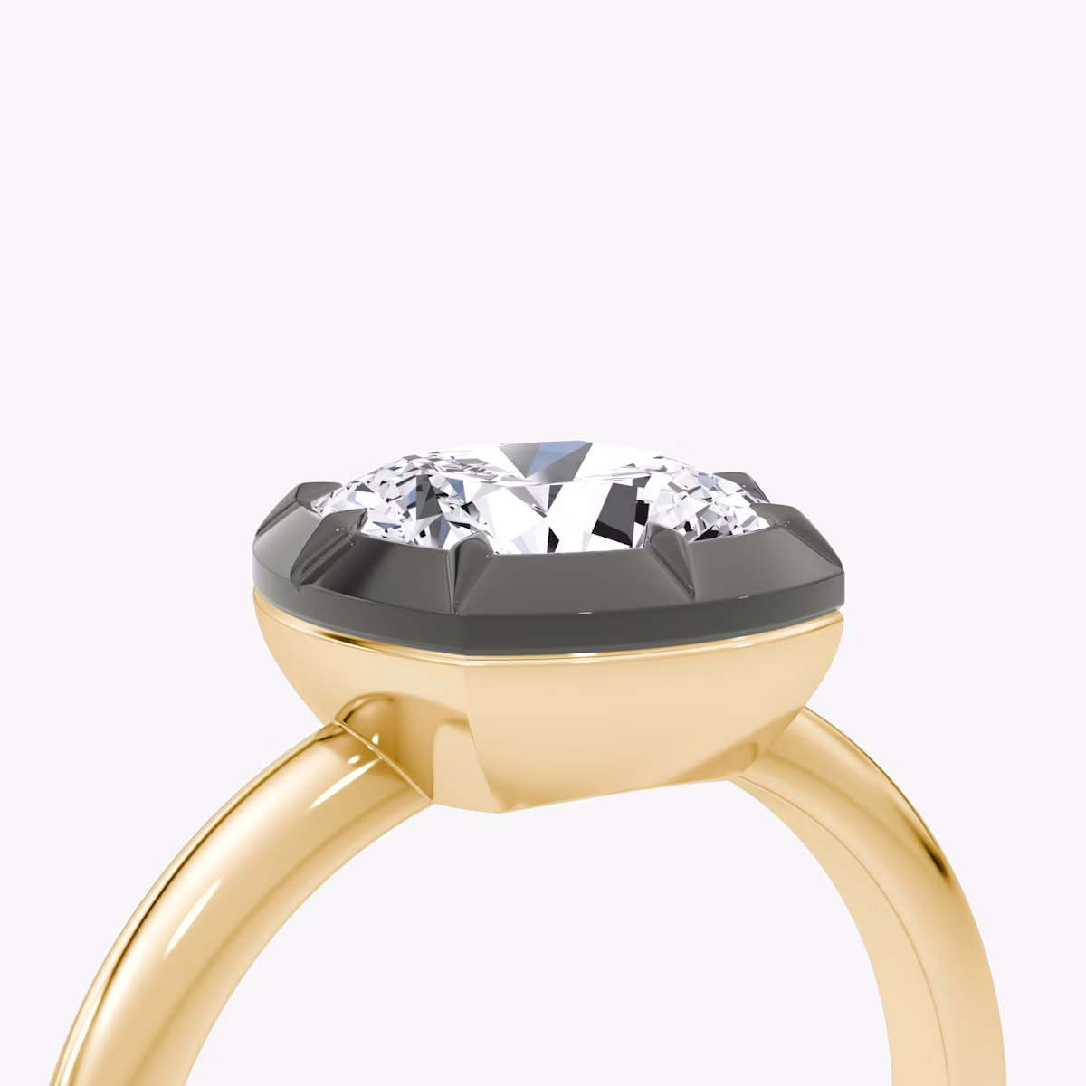 El Georgiano | Cojín | 18k | Oro amarillo y rodio negro | bandAccent: Simple | diamondOrientation: vertical | caratWeight: other