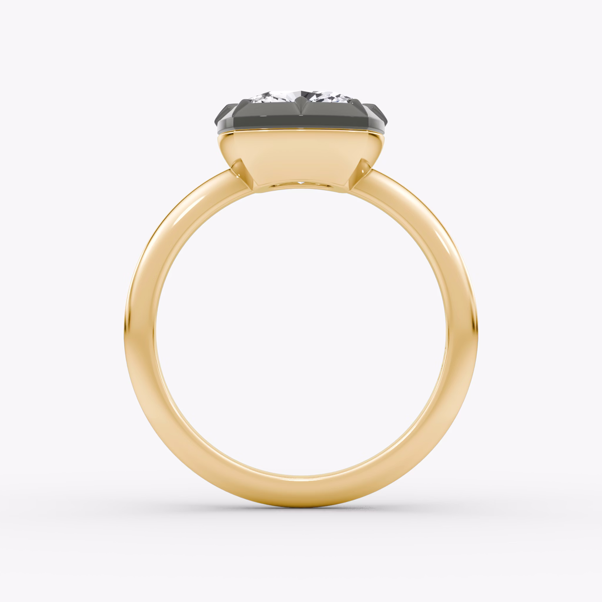 The Georgian | Cushion | 18k | Yellow Gold and Black Rhodium | bandAccent: Plain | diamondOrientation: vertical | caratWeight: other