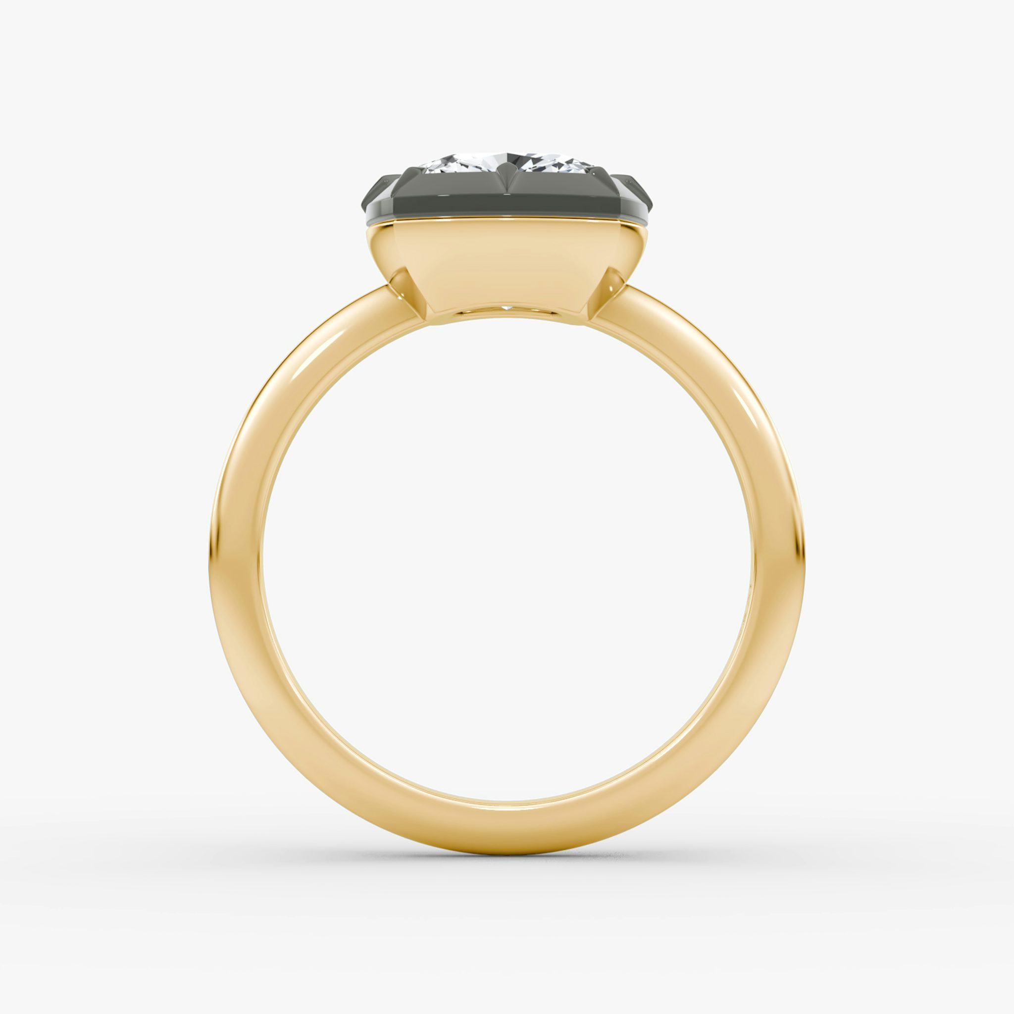 The Georgian | Cushion | 18k | Yellow Gold and Black Rhodium | bandAccent: Plain | diamondOrientation: vertical | caratWeight: other