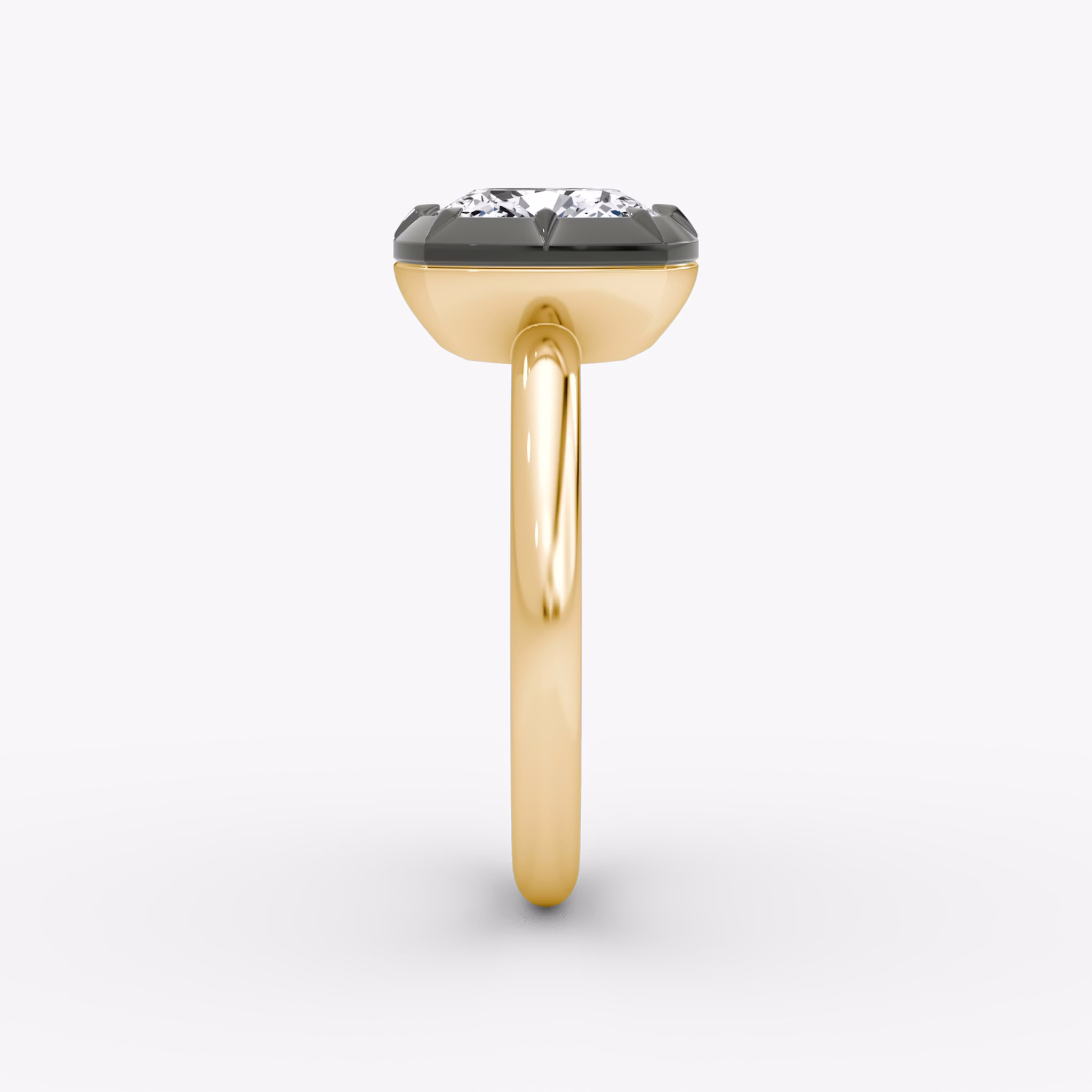 The Georgian | Cushion | 18k | Yellow Gold and Black Rhodium | bandAccent: Plain | diamondOrientation: vertical | caratWeight: other