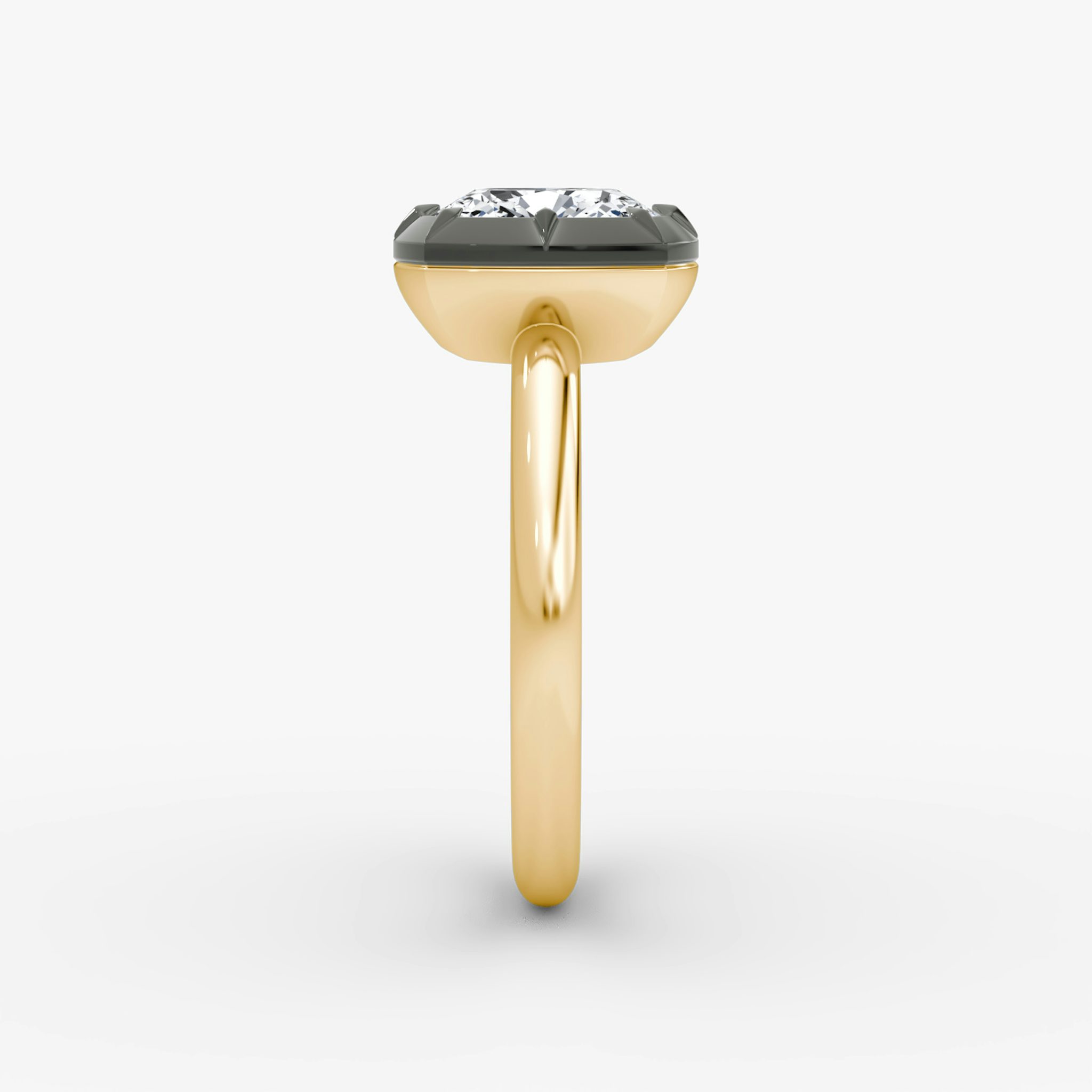 The Georgian | Cushion | 18k | Yellow Gold and Black Rhodium | bandAccent: Plain | diamondOrientation: vertical | caratWeight: other
