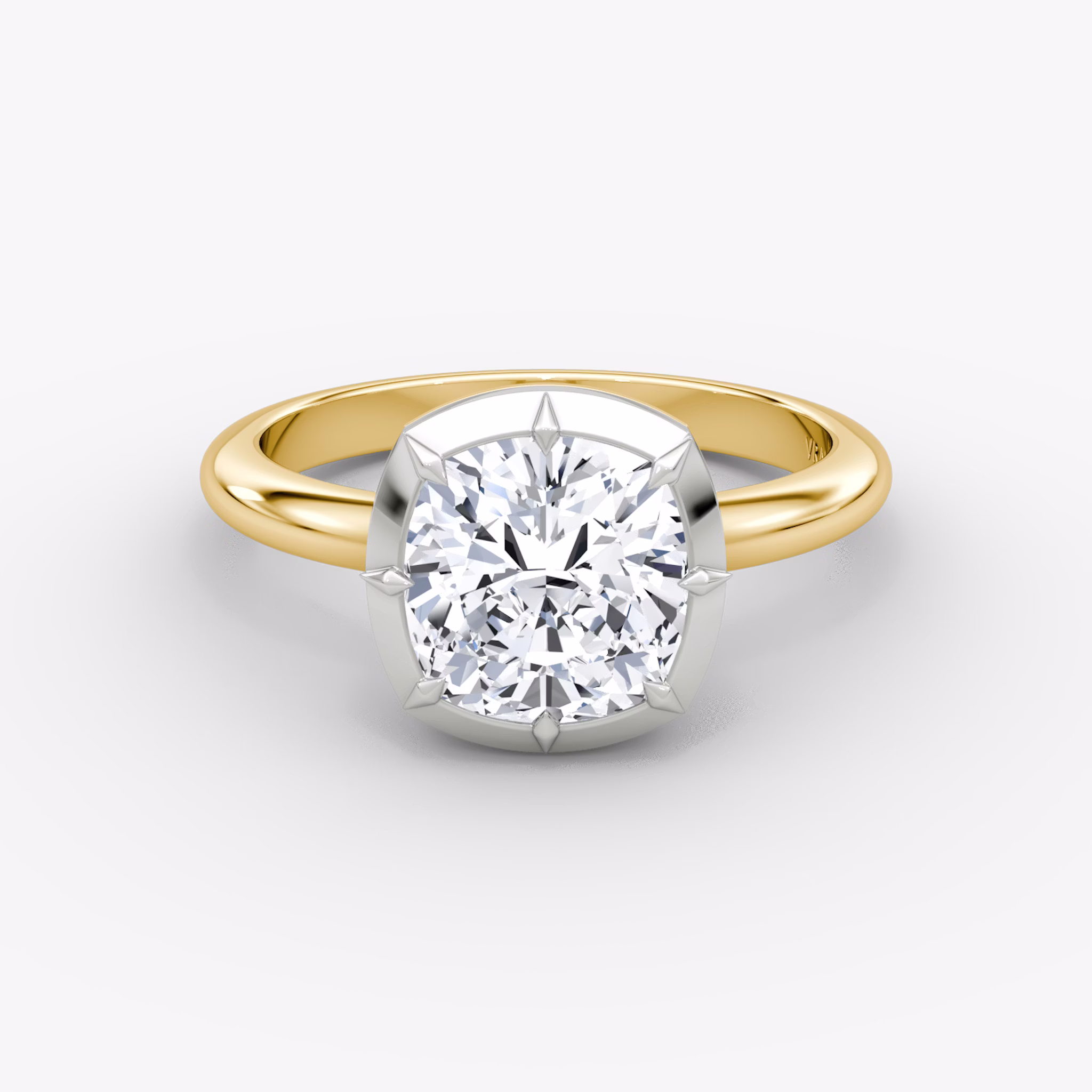 The Georgian | Cushion | 18k | Yellow Gold and Platinum | bandAccent: Plain | diamondOrientation: vertical | caratWeight: other