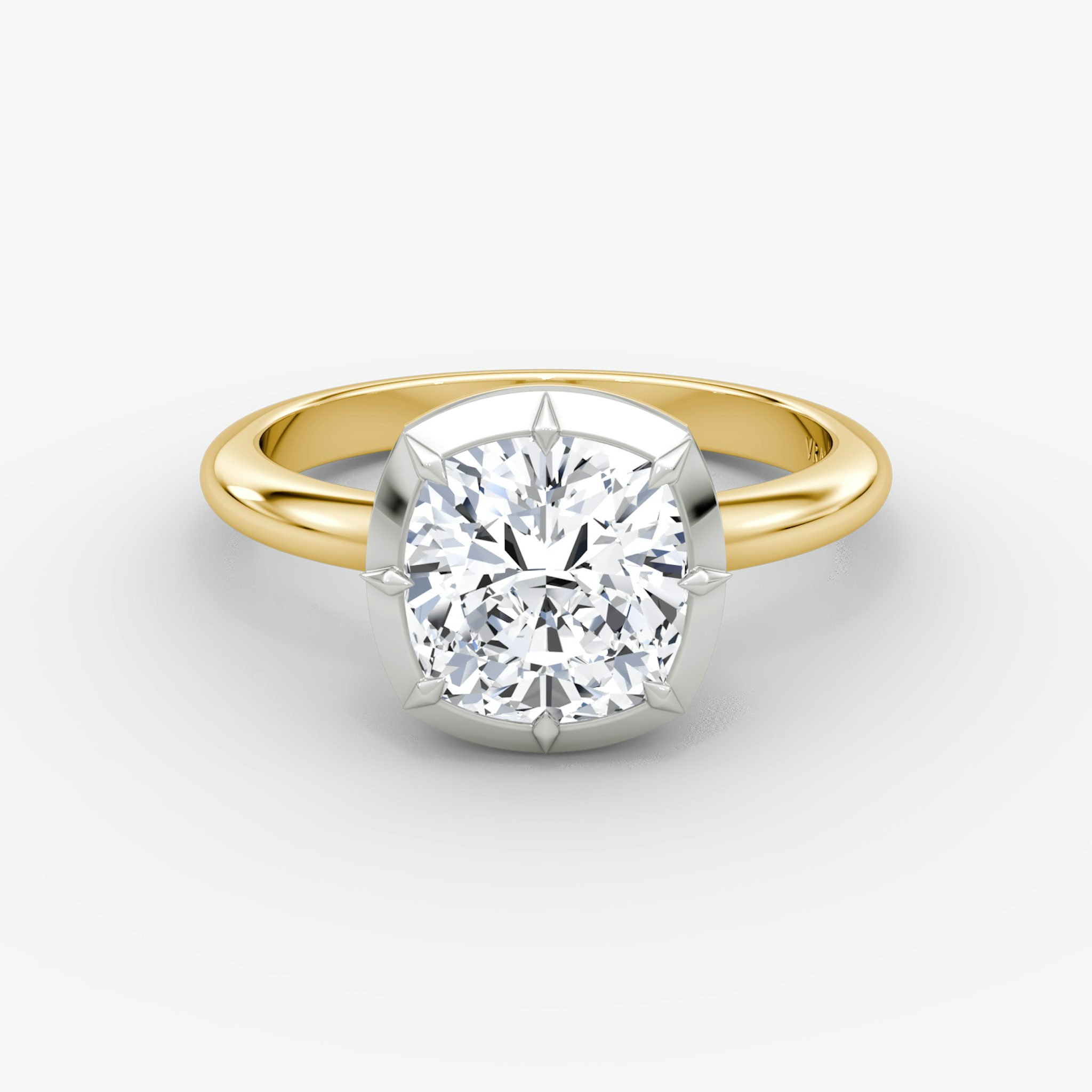 The Georgian | Cushion | 18k | Yellow Gold and Platinum | bandAccent: Plain | diamondOrientation: vertical | caratWeight: other