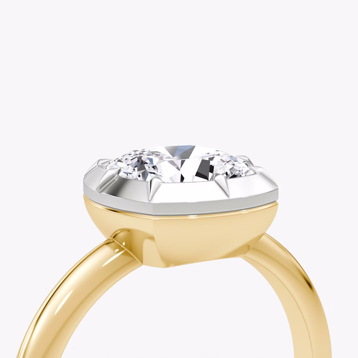 El Georgiano | Cojín | 18k | Oro amarillo y platino | bandAccent: Simple | diamondOrientation: vertical | caratWeight: other