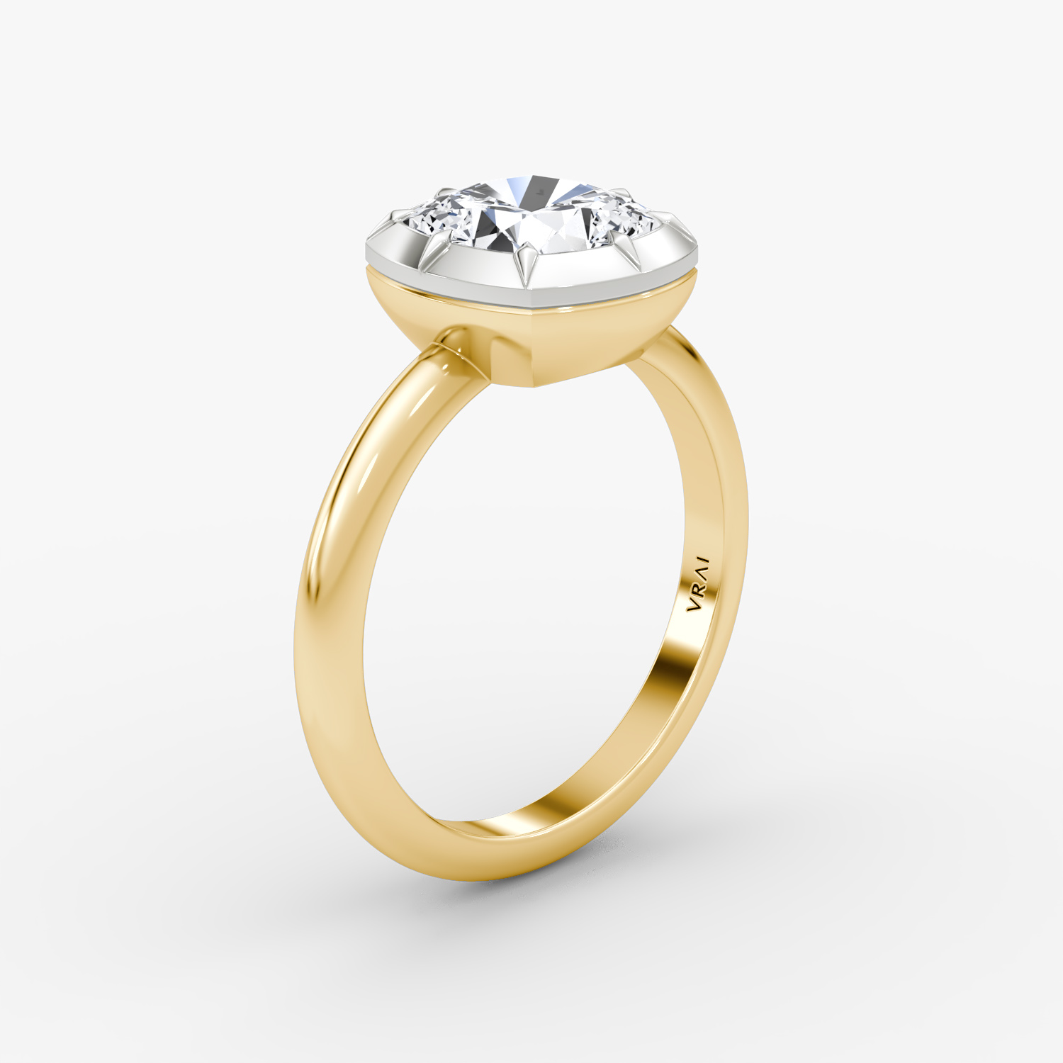 El Georgiano | Cojín | 18k | Oro amarillo y platino | bandAccent: Simple | diamondOrientation: vertical | caratWeight: other