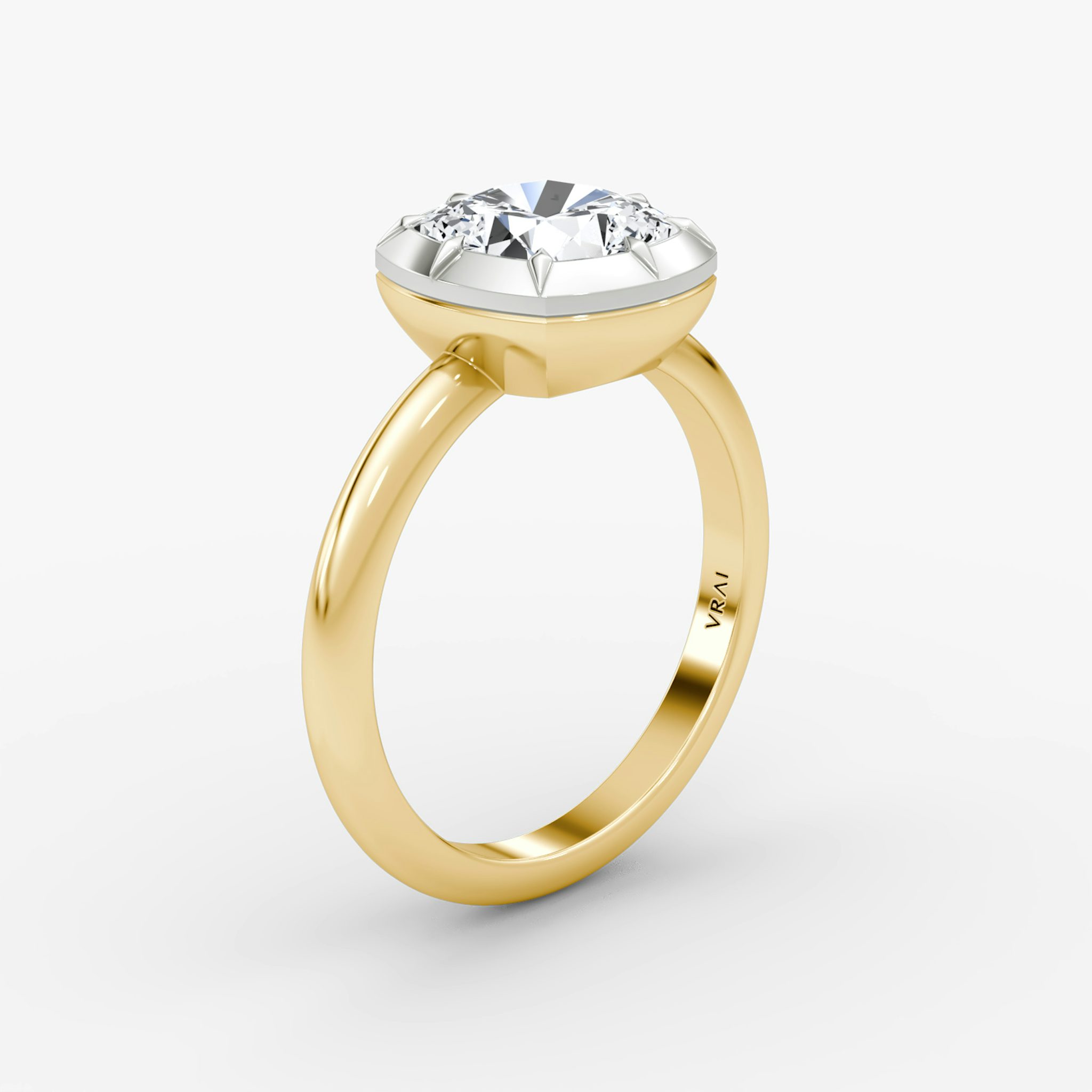 The Georgian | Cushion | 18k | Yellow Gold and Platinum | bandAccent: Plain | diamondOrientation: vertical | caratWeight: other
