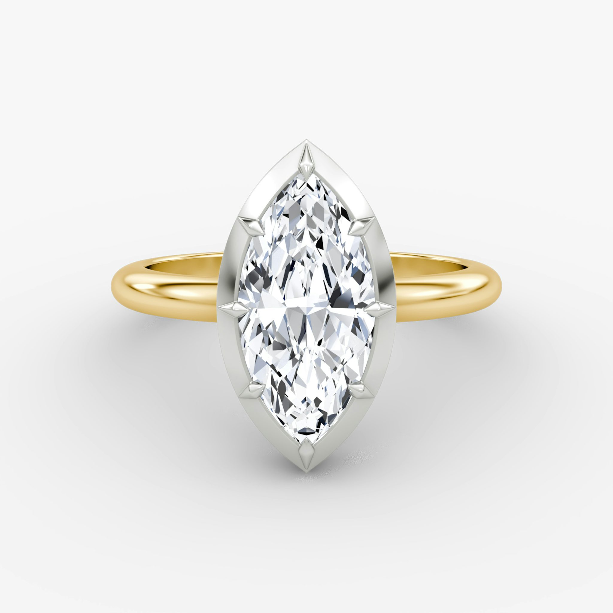 The Georgian | Marquise | 18k | Yellow Gold and Platinum | bandAccent: Plain | diamondOrientation: vertical | caratWeight: other