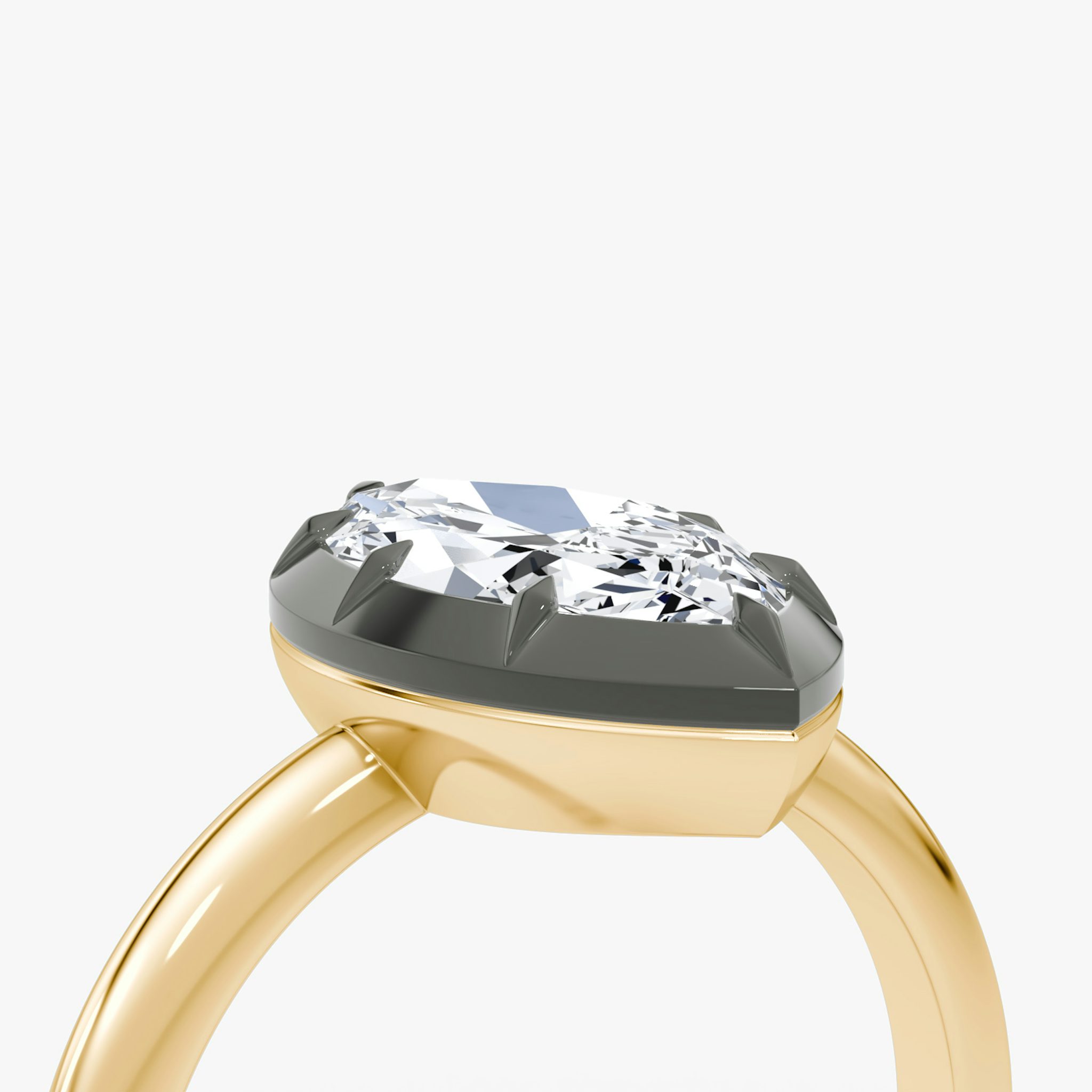 The Georgian | Marquise | 18k | Yellow Gold and Black Rhodium | bandAccent: Plain | diamondOrientation: vertical | caratWeight: other