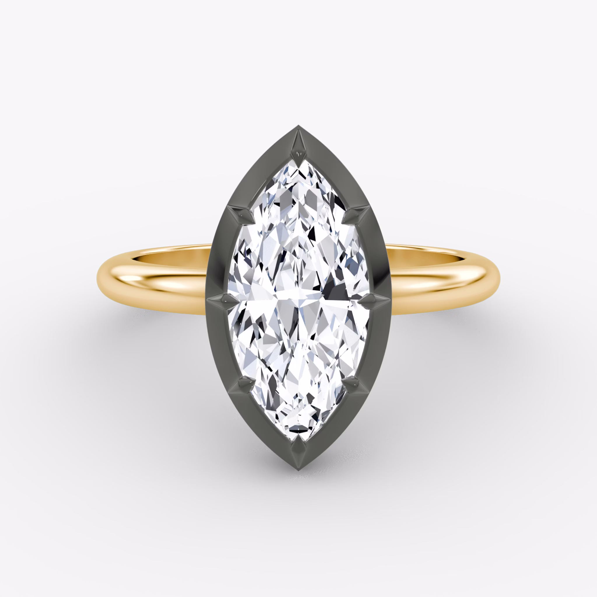 The Georgian | Marquise | 18k | Yellow Gold and Black Rhodium | bandAccent: Plain | diamondOrientation: vertical | caratWeight: other