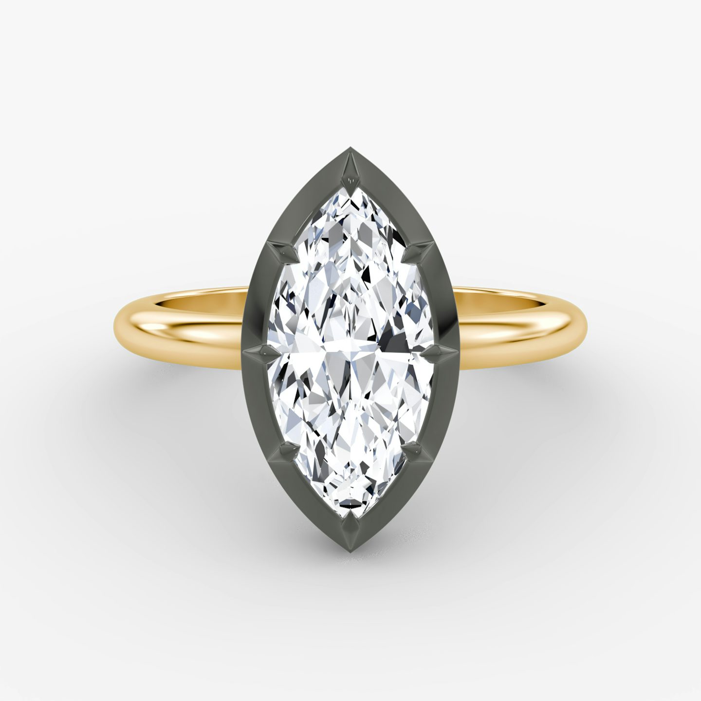 El Georgiano | Marquise | 18k | Oro amarillo y rodio negro | bandAccent: Simple | diamondOrientation: vertical | caratWeight: other