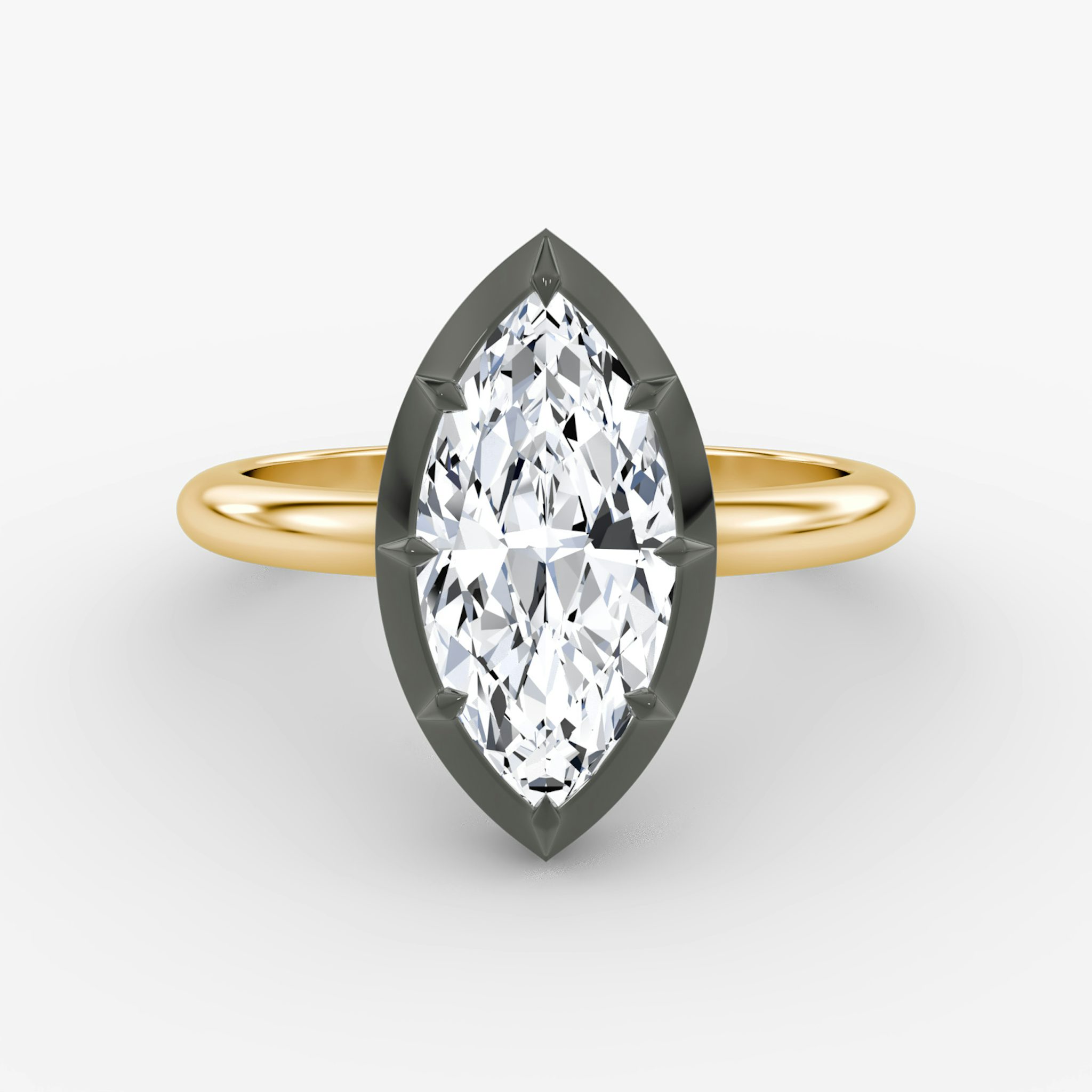 The Georgian | Marquise | 18k | Yellow Gold and Black Rhodium | bandAccent: Plain | diamondOrientation: vertical | caratWeight: other