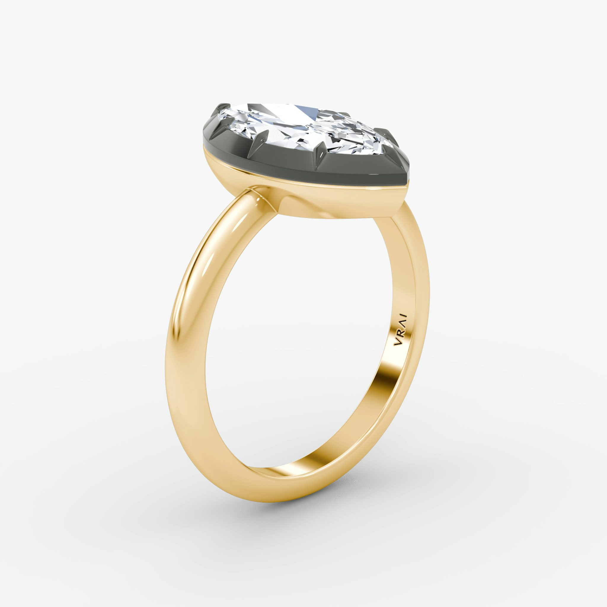The Georgian | Marquise | 18k | Yellow Gold and Black Rhodium | bandAccent: Plain | diamondOrientation: vertical | caratWeight: other