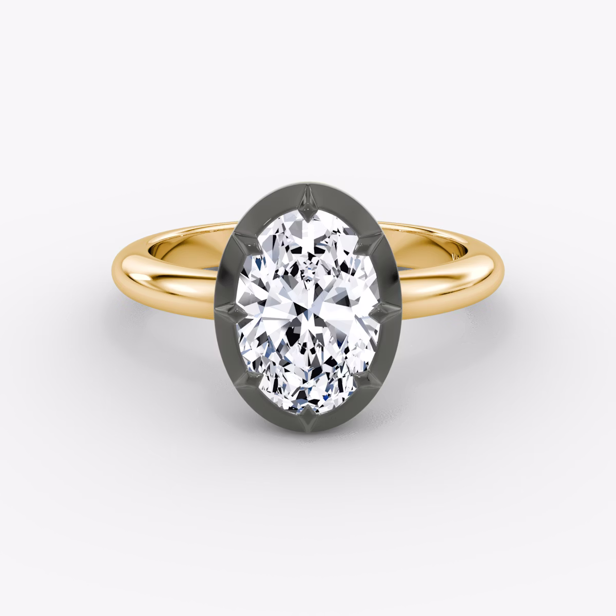 El Georgiano | Oval | 18k | Oro amarillo y rodio negro | bandAccent: Simple | diamondOrientation: vertical | caratWeight: other