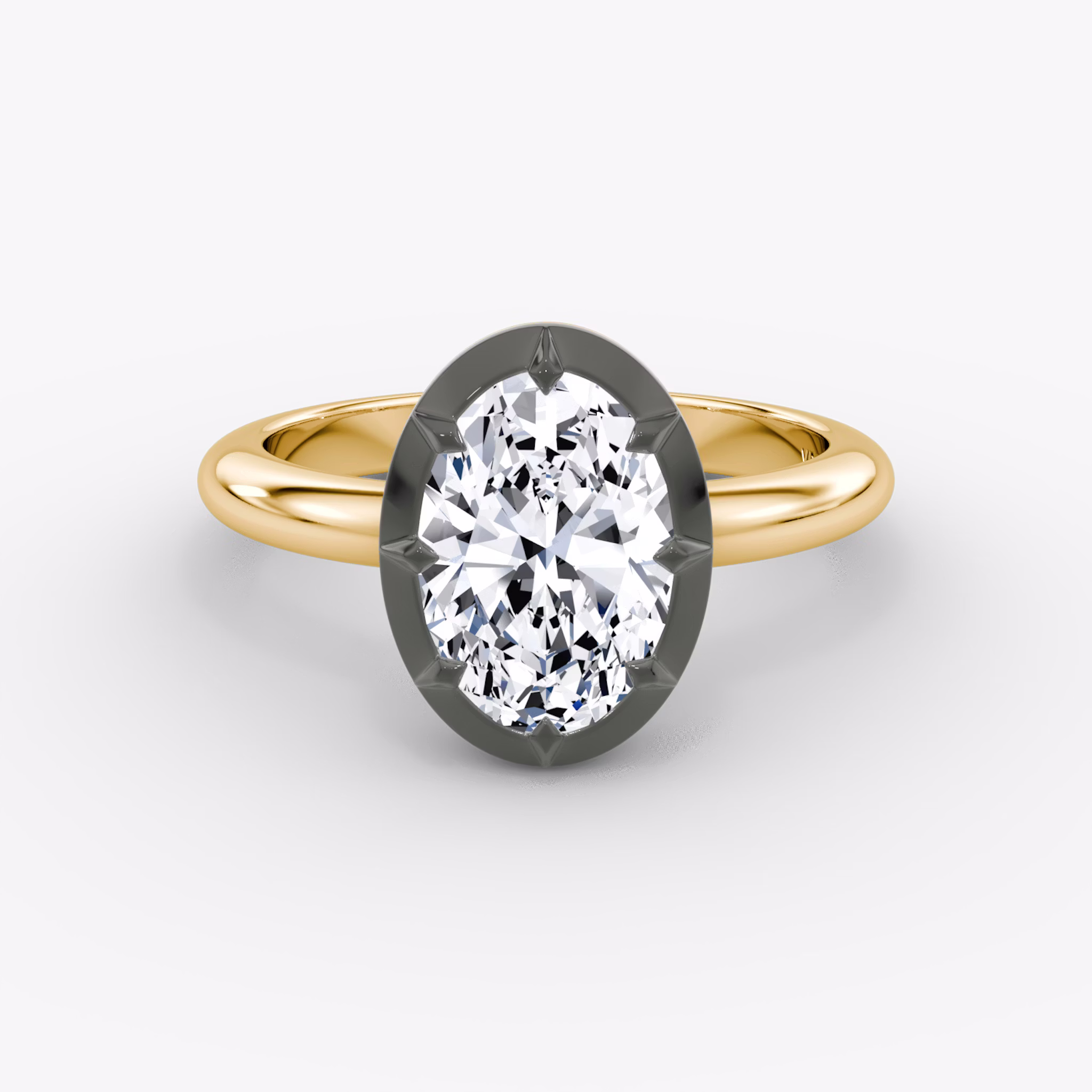 The Georgian | Oval | 18k | Yellow Gold and Black Rhodium | bandAccent: Plain | diamondOrientation: vertical | caratWeight: other