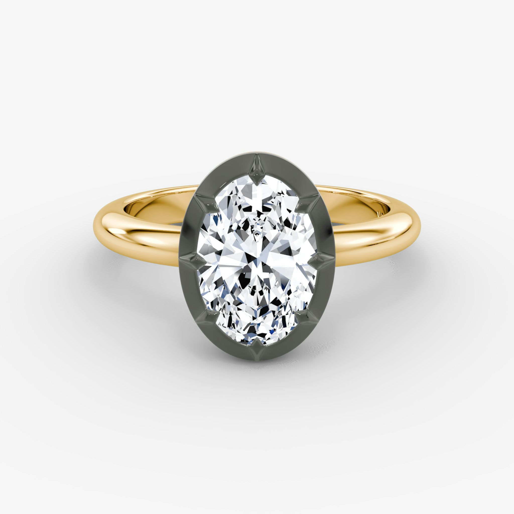 The Georgian | Oval | 18k | Yellow Gold and Black Rhodium | bandAccent: Plain | diamondOrientation: vertical | caratWeight: other