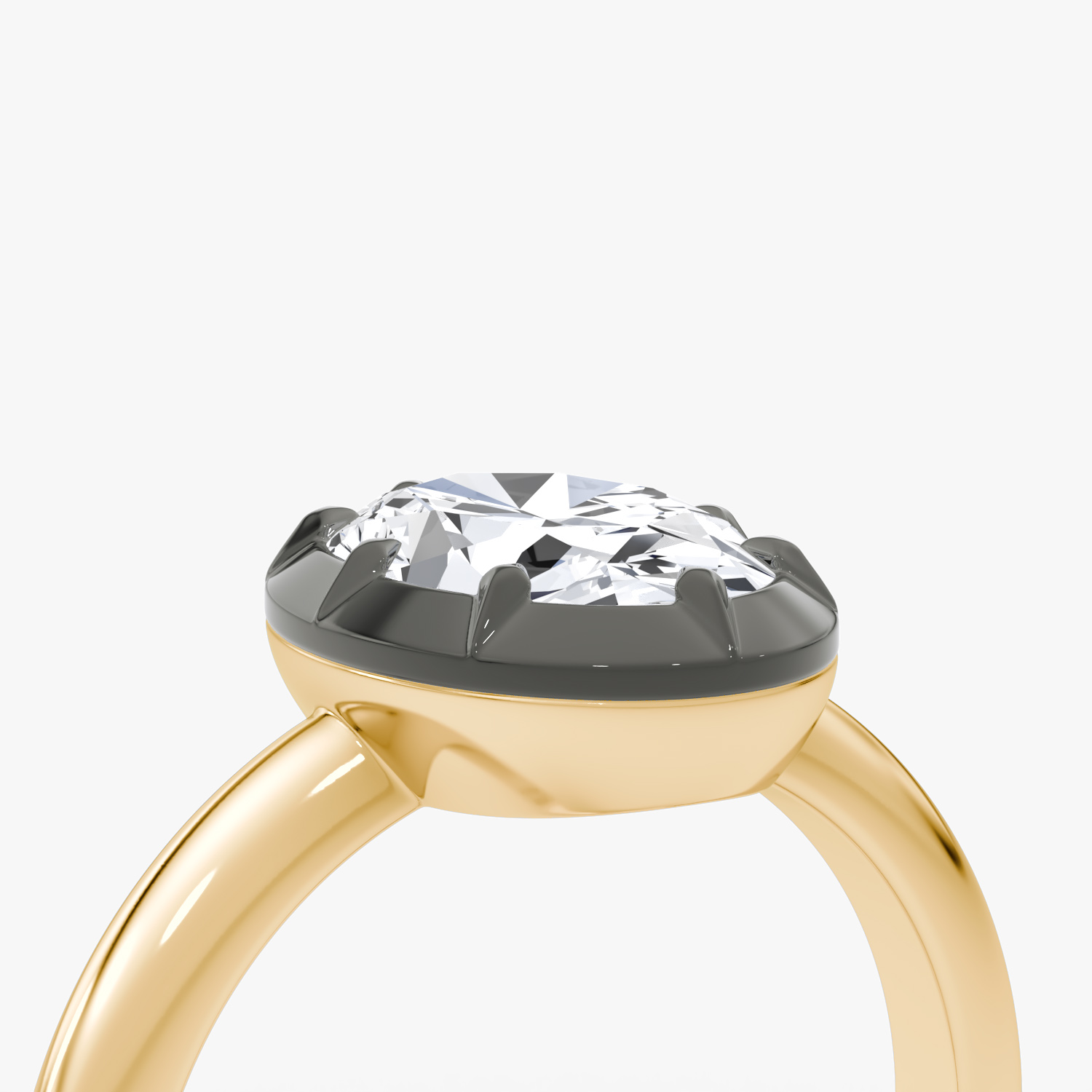 El Georgiano | Oval | 18k | Oro amarillo y rodio negro | bandAccent: Simple | diamondOrientation: vertical | caratWeight: other