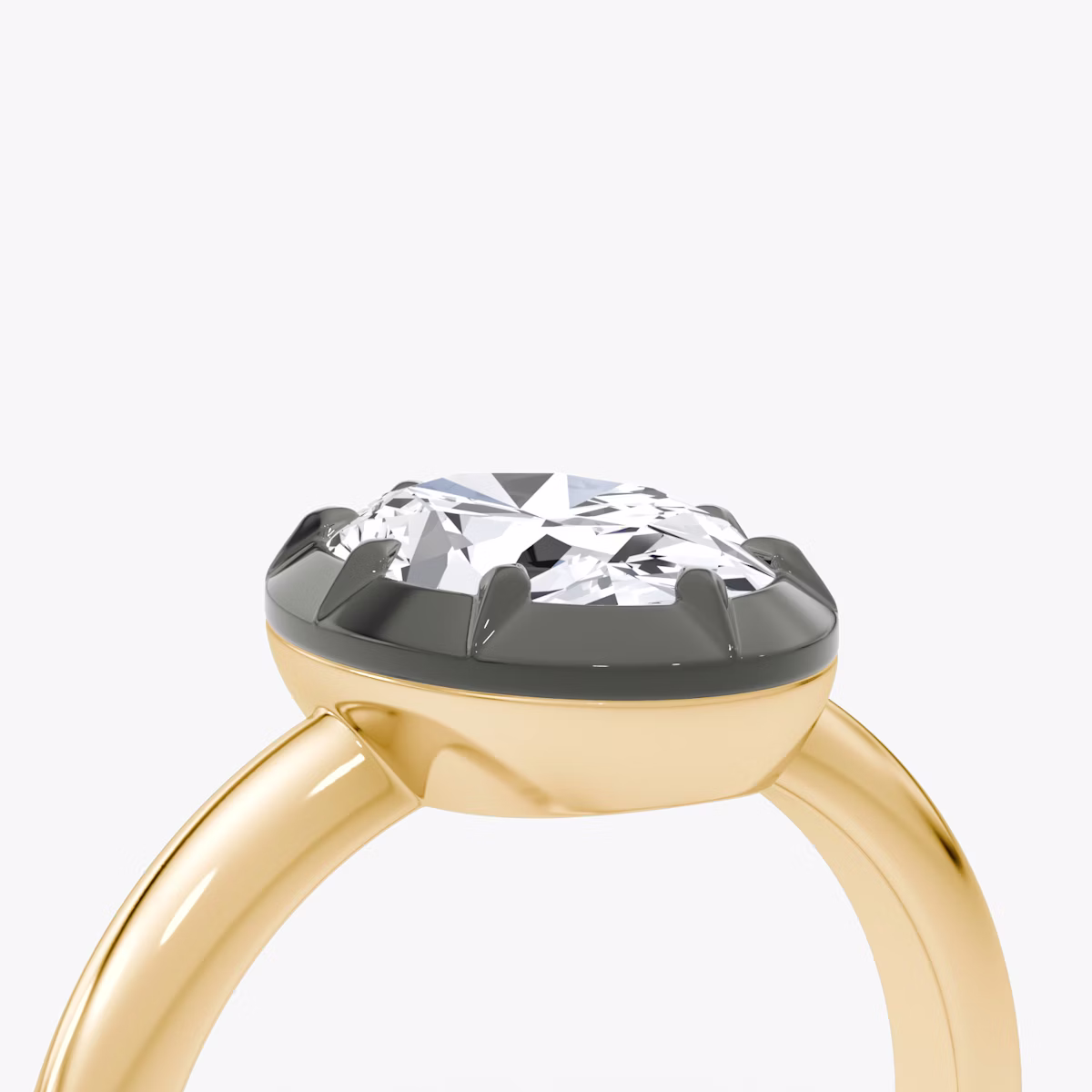 El Georgiano | Oval | 18k | Oro amarillo y rodio negro | bandAccent: Simple | diamondOrientation: vertical | caratWeight: other