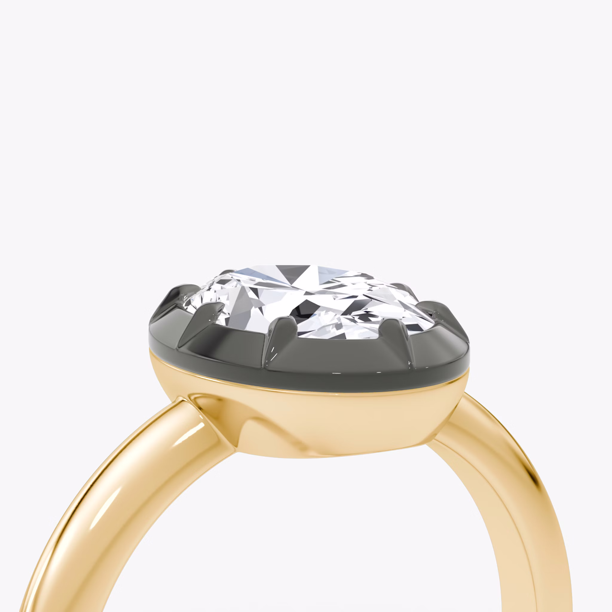 The Georgian | Oval | 18k | Yellow Gold and Black Rhodium | bandAccent: Plain | diamondOrientation: vertical | caratWeight: other