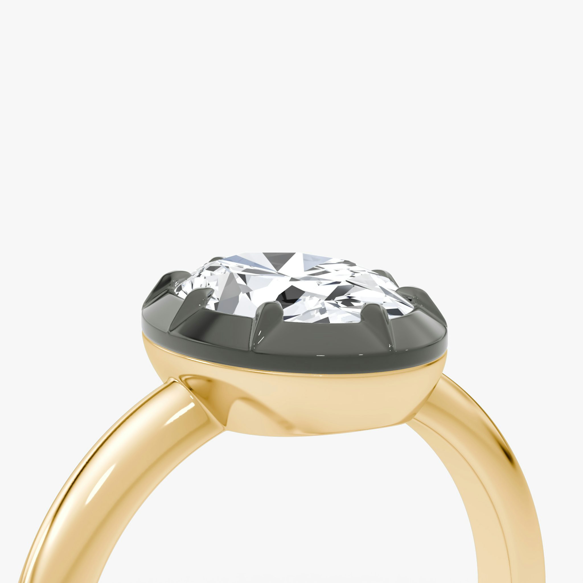 The Georgian | Oval | 18k | Yellow Gold and Black Rhodium | bandAccent: Plain | diamondOrientation: vertical | caratWeight: other