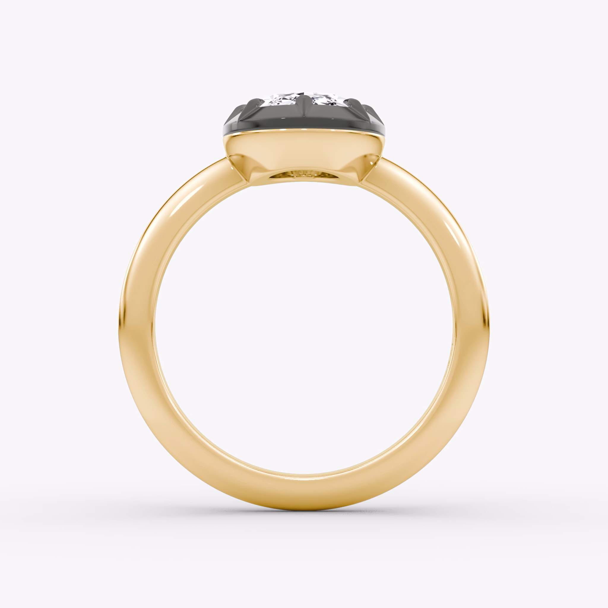 The Georgian | Oval | 18k | Yellow Gold and Black Rhodium | bandAccent: Plain | diamondOrientation: vertical | caratWeight: other