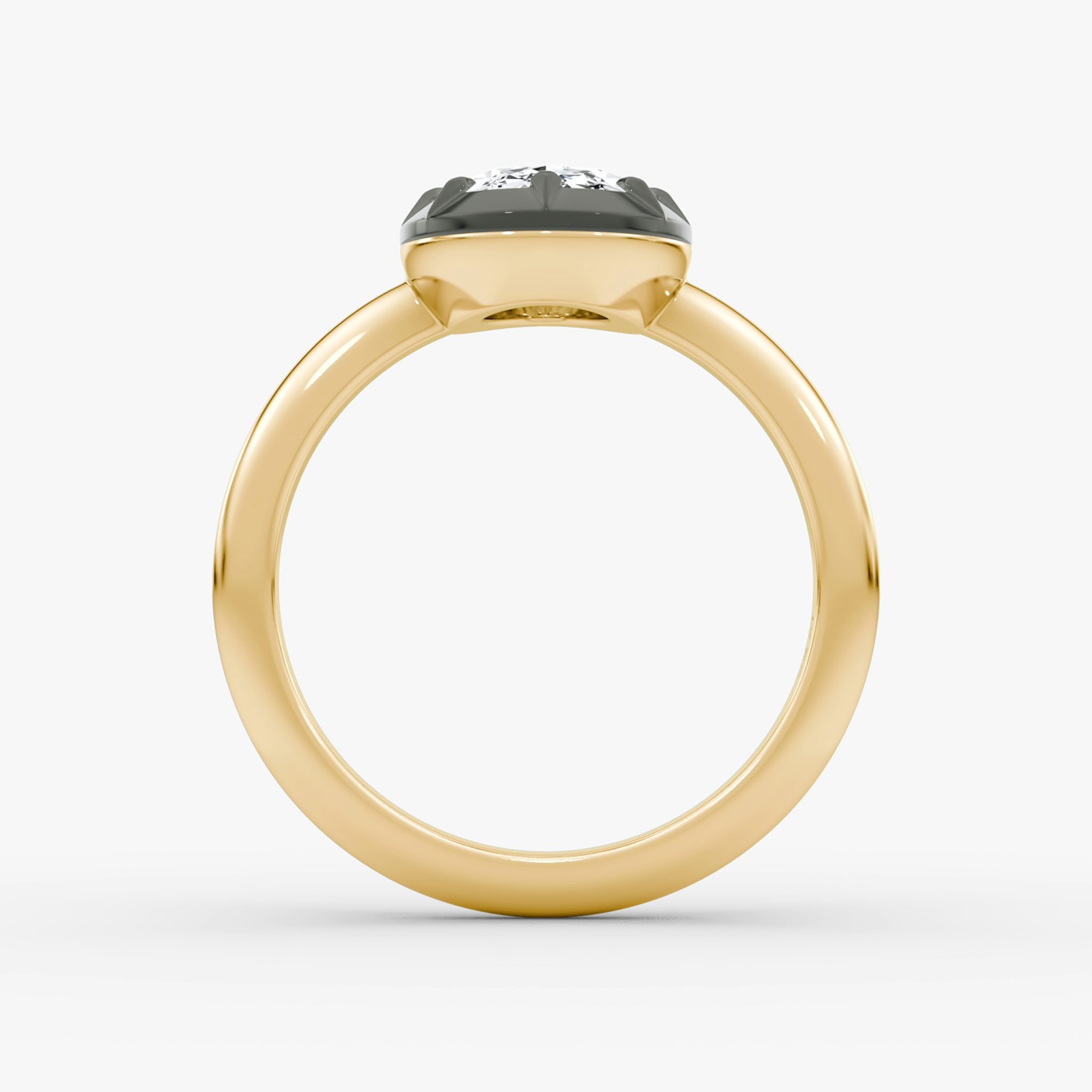 The Georgian | Oval | 18k | Yellow Gold and Black Rhodium | bandAccent: Plain | diamondOrientation: vertical | caratWeight: other