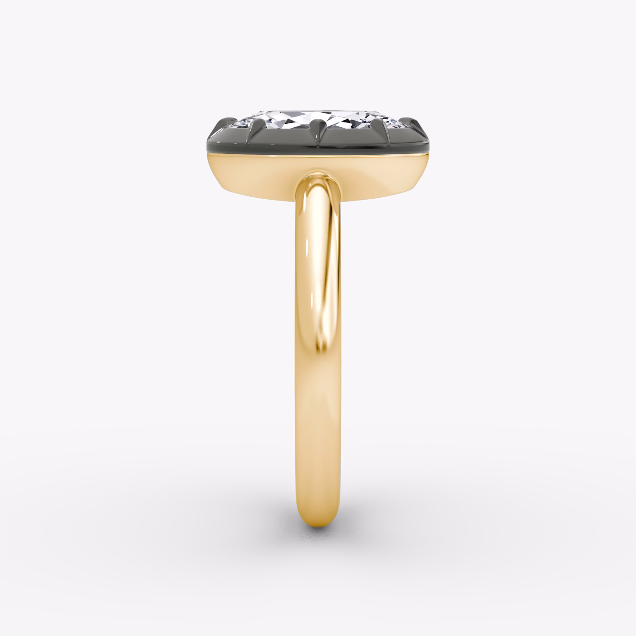 The Georgian | Oval | 18k | Yellow Gold and Black Rhodium | bandAccent: Plain | diamondOrientation: vertical | caratWeight: other