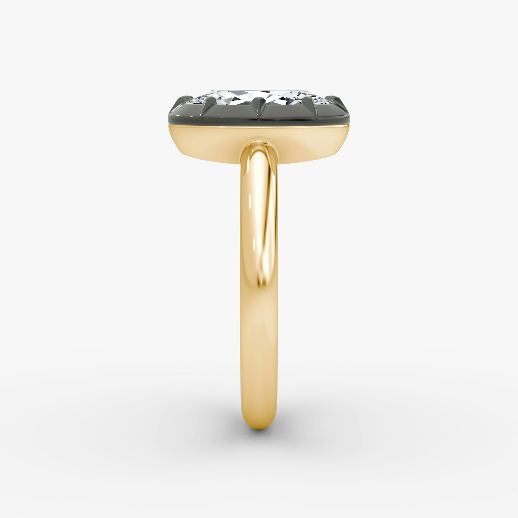 The Georgian | Oval | 18k | Yellow Gold and Black Rhodium | bandAccent: Plain | diamondOrientation: vertical | caratWeight: other