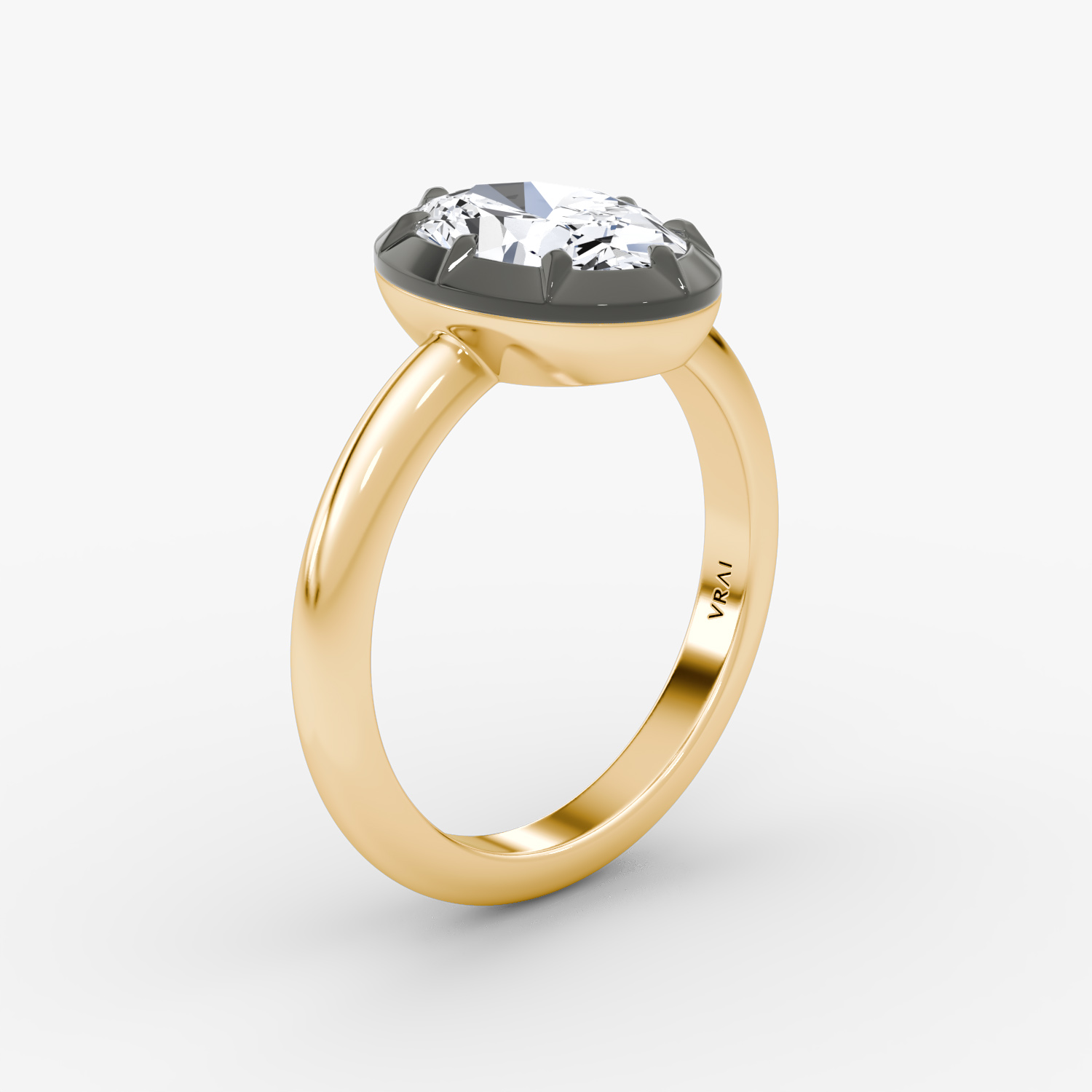 El Georgiano | Oval | 18k | Oro amarillo y rodio negro | bandAccent: Simple | diamondOrientation: vertical | caratWeight: other