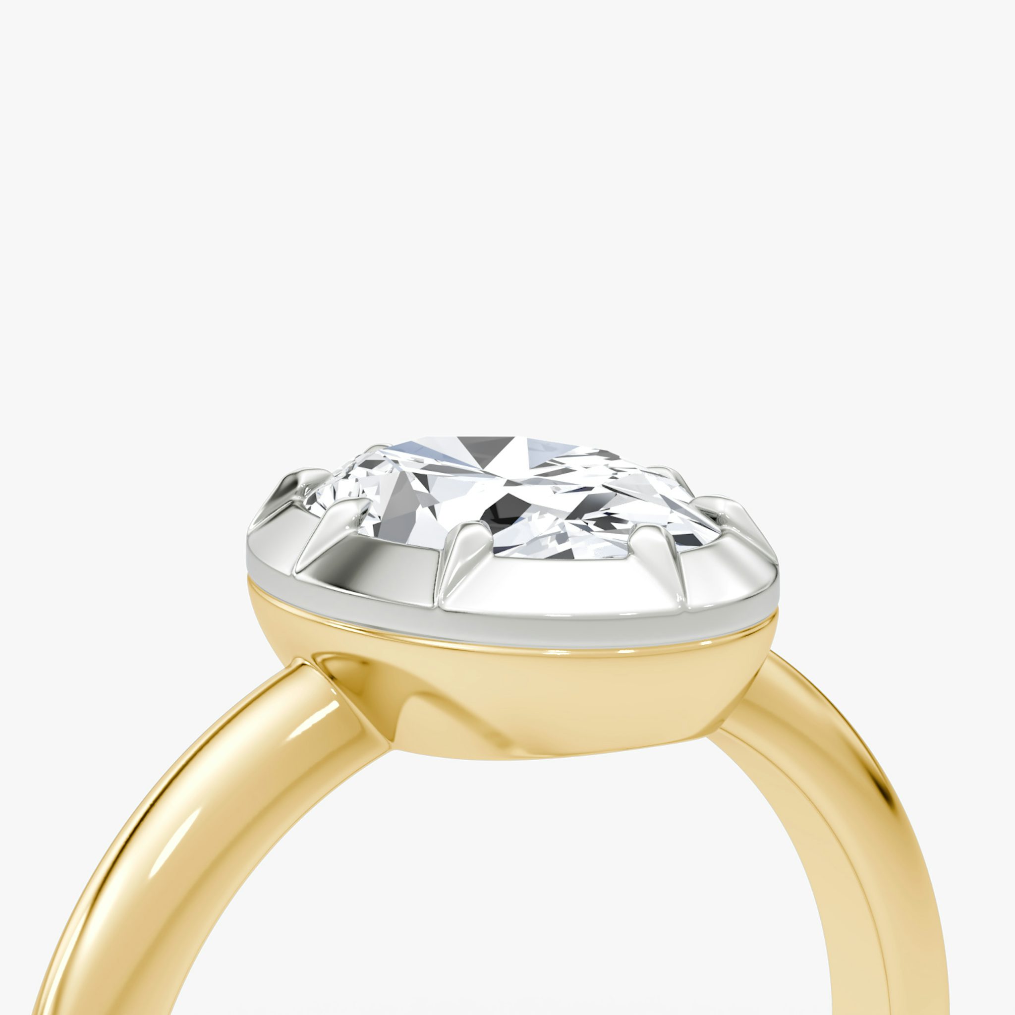 The Georgian | Oval | 18k | Yellow Gold and Platinum | bandAccent: Plain | diamondOrientation: vertical | caratWeight: other