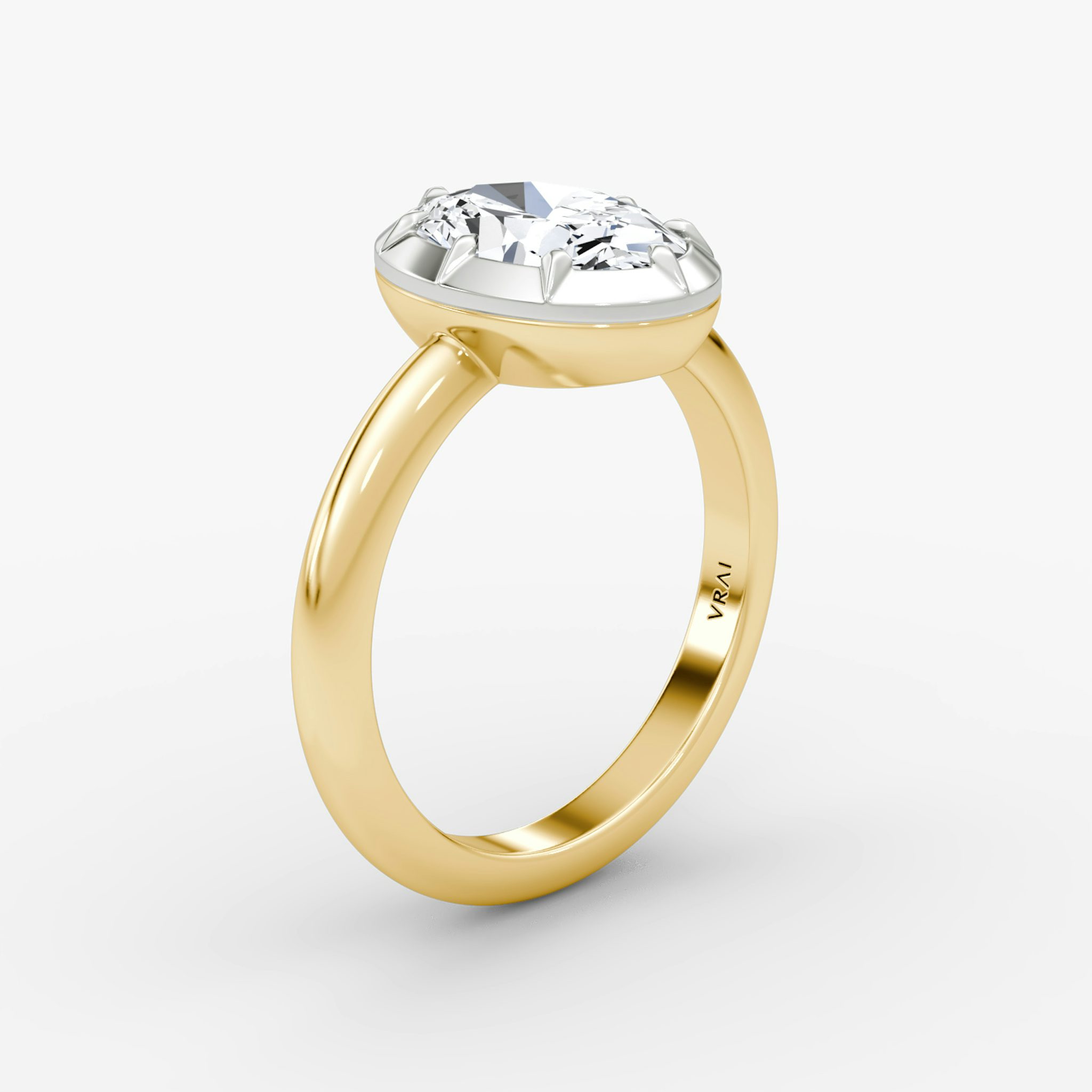 The Georgian | Oval | 18k | Yellow Gold and Platinum | bandAccent: Plain | diamondOrientation: vertical | caratWeight: other