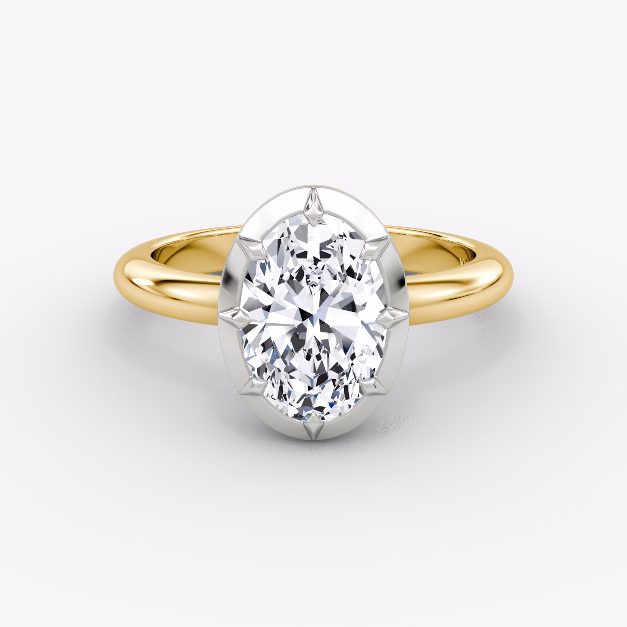 The Georgian | Oval | 18k | Yellow Gold and Platinum | bandAccent: Plain | diamondOrientation: vertical | caratWeight: other