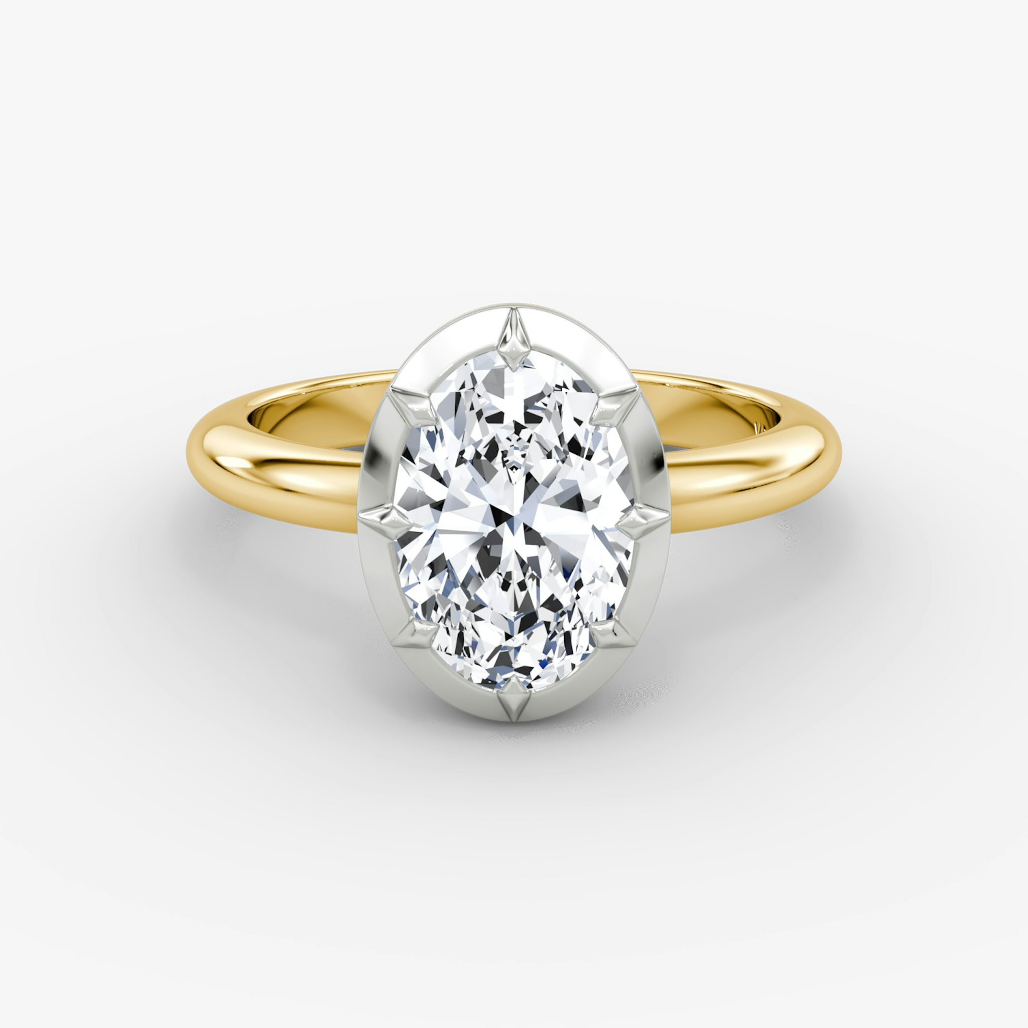 The Georgian | Oval | 18k | Yellow Gold and Platinum | bandAccent: Plain | diamondOrientation: vertical | caratWeight: other