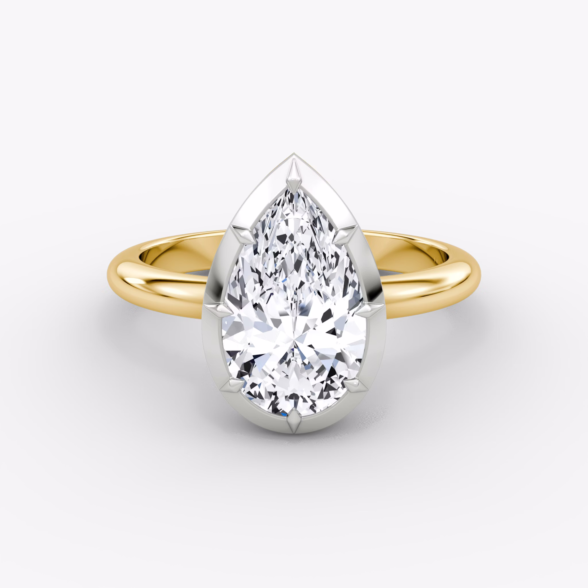The Georgian | Pear | 18k | Yellow Gold and Platinum | bandAccent: Plain | diamondOrientation: vertical | caratWeight: other
