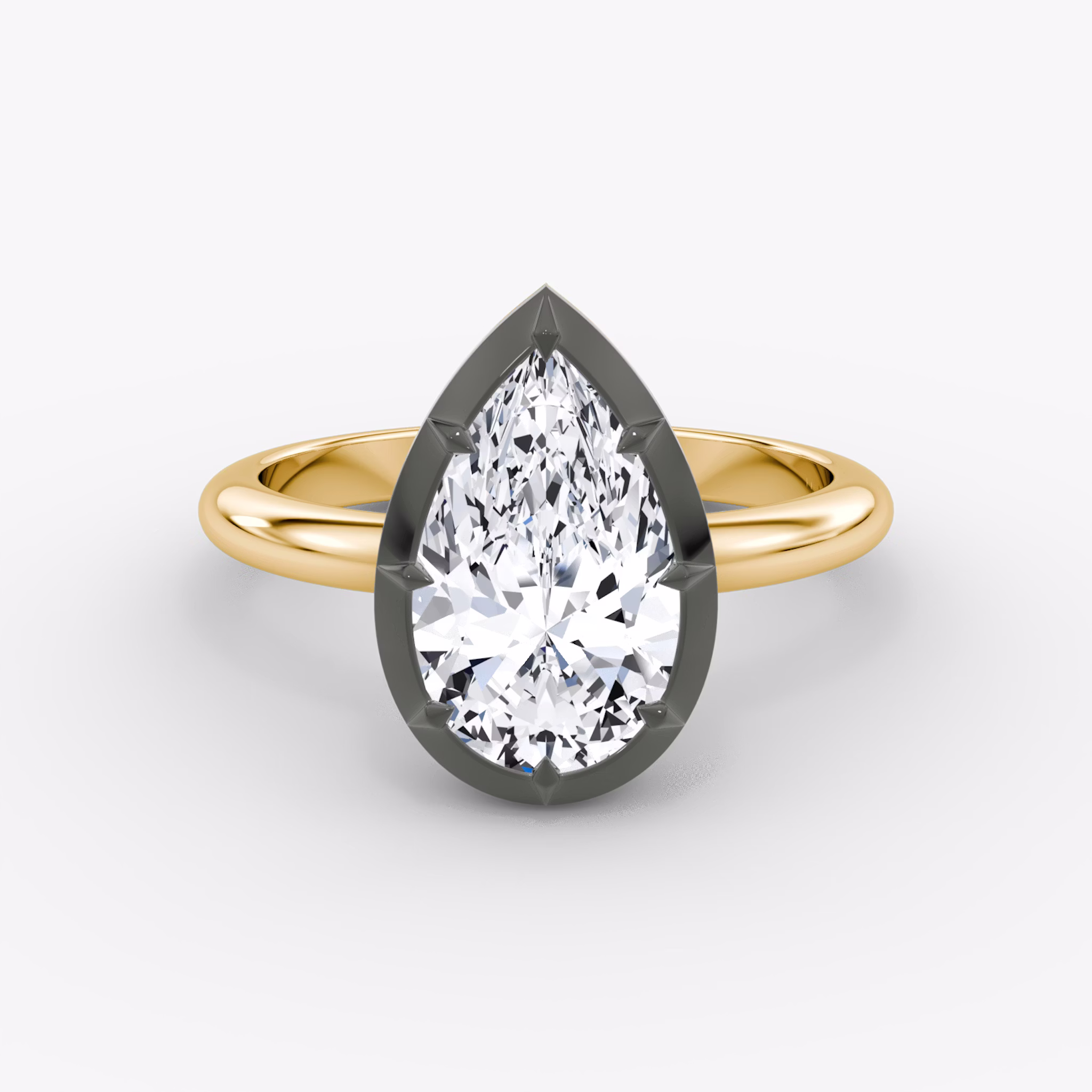 The Georgian | Pear | 18k | Yellow Gold and Black Rhodium | bandAccent: Plain | diamondOrientation: vertical | caratWeight: other